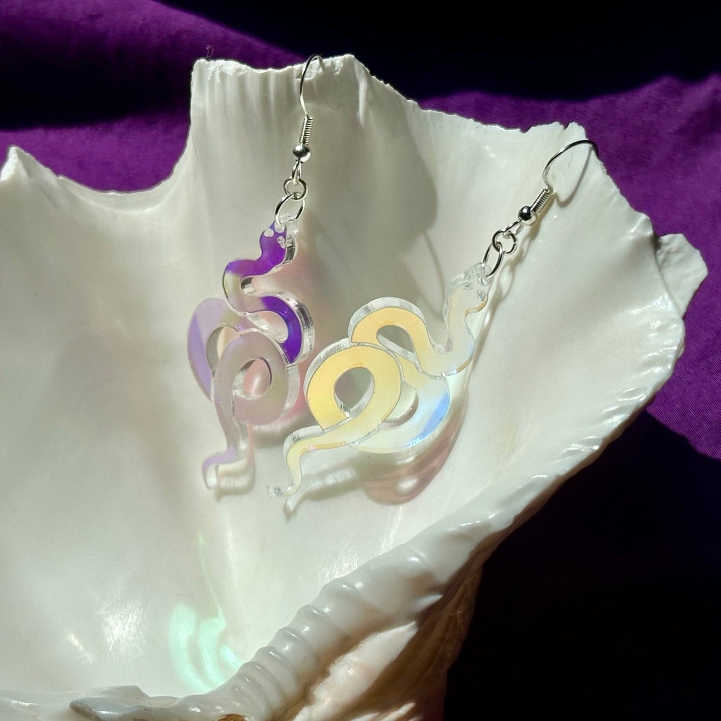 Iridescent Snake Earrings - Driftless Enchantments