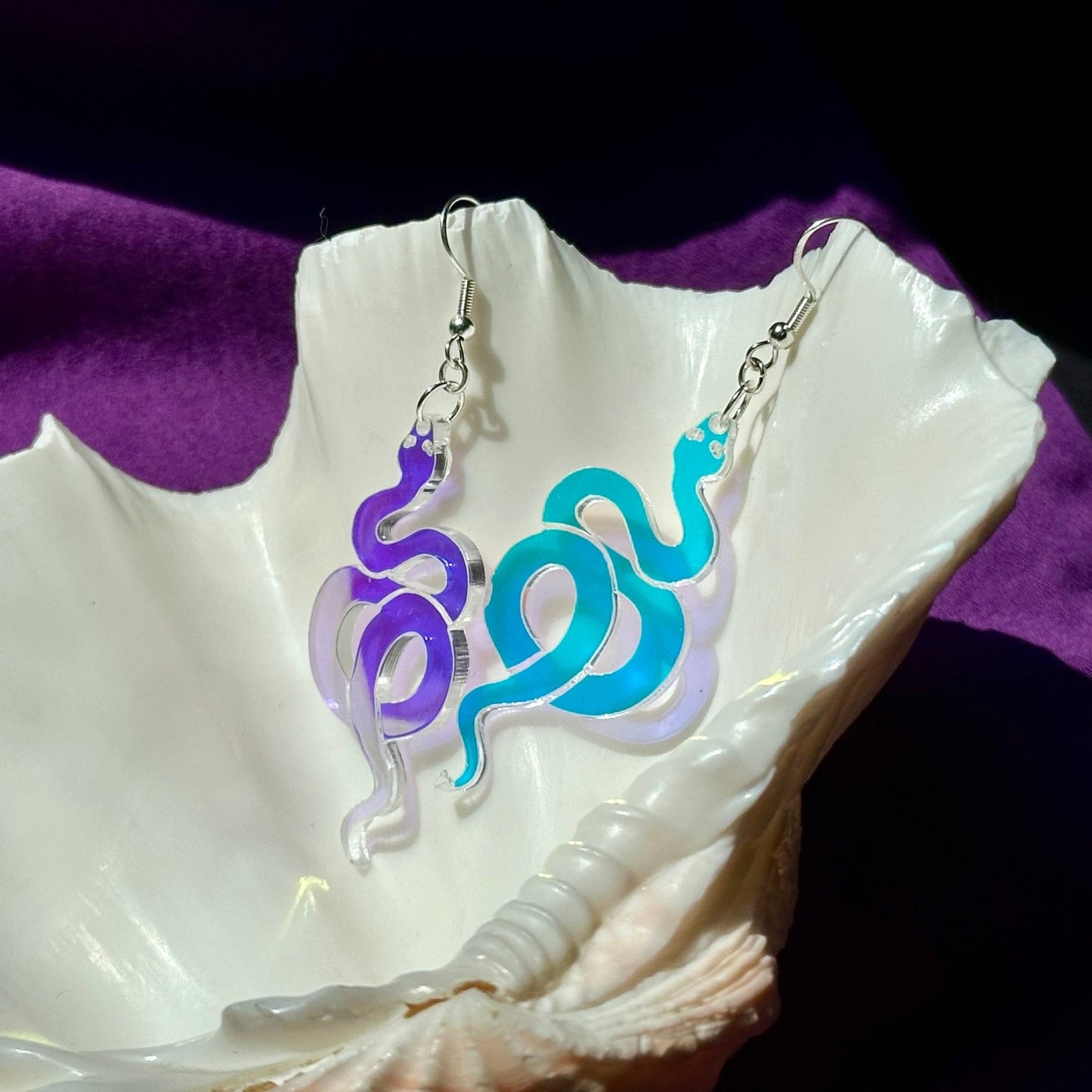 Iridescent Snake Earrings - Driftless Enchantments