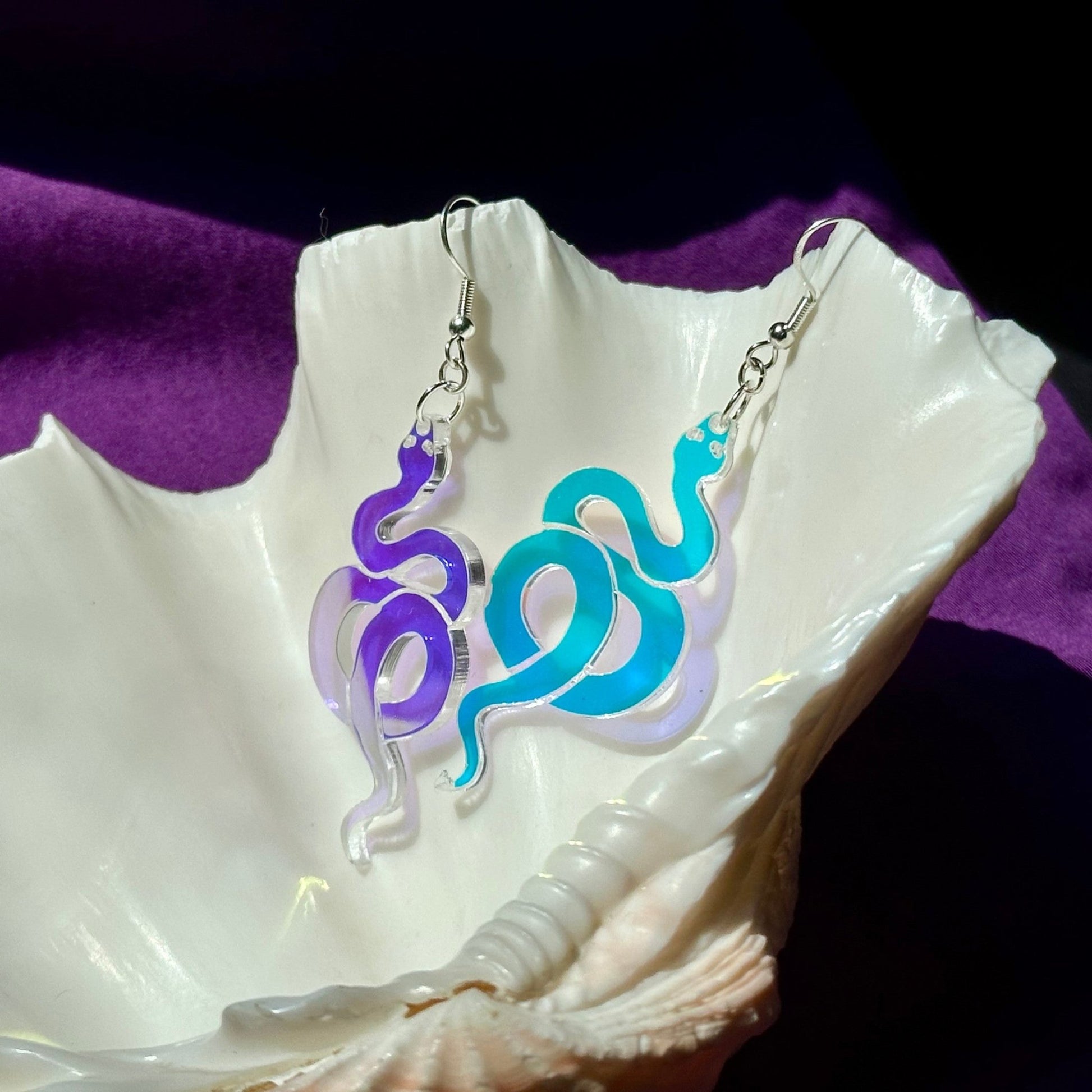 Iridescent Snake Earrings - Driftless Enchantments