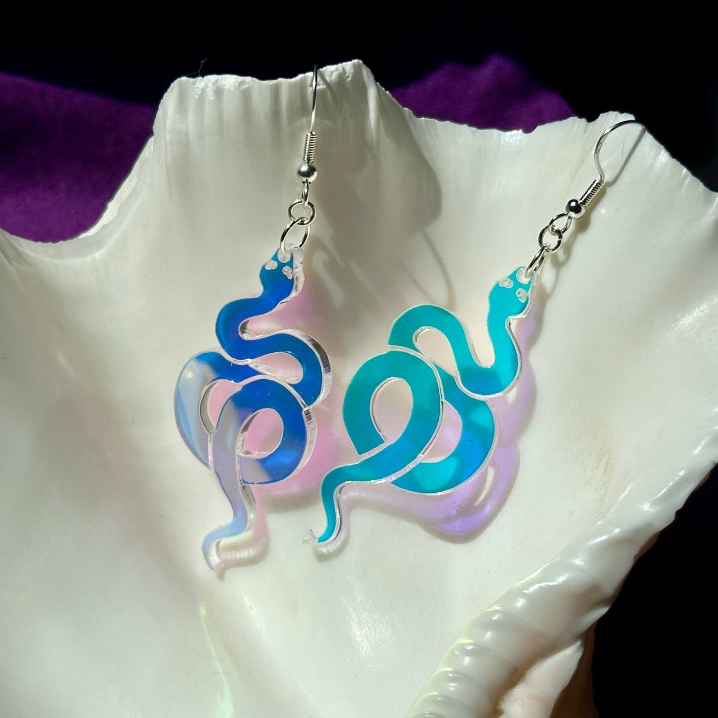Iridescent Snake Earrings - Driftless Enchantments