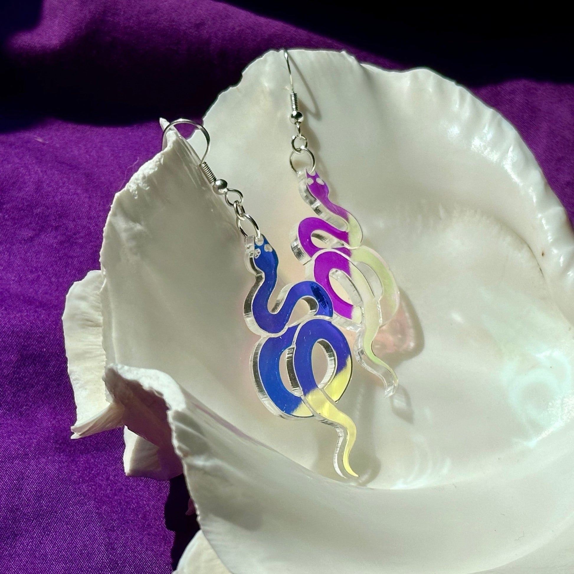 Iridescent Snake Earrings - Driftless Enchantments