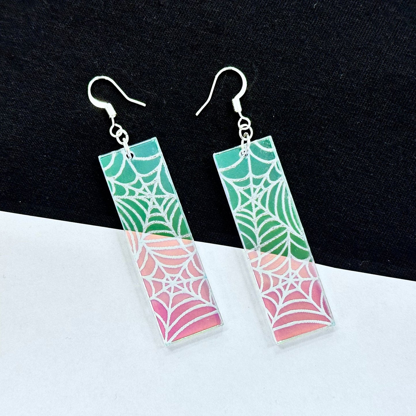Iridescent Spiderweb Earrings - Driftless Enchantments
