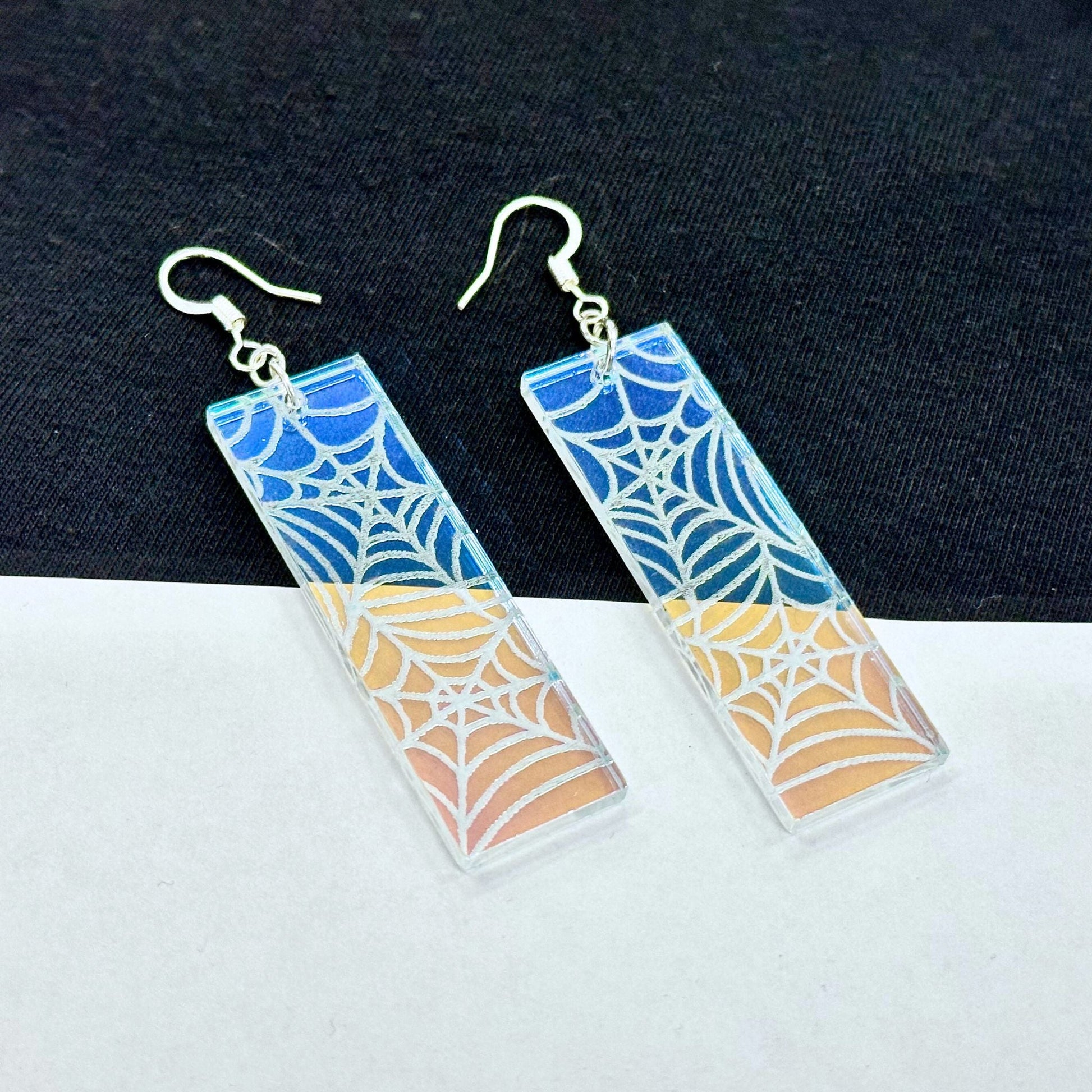 Iridescent Spiderweb Earrings - Driftless Enchantments