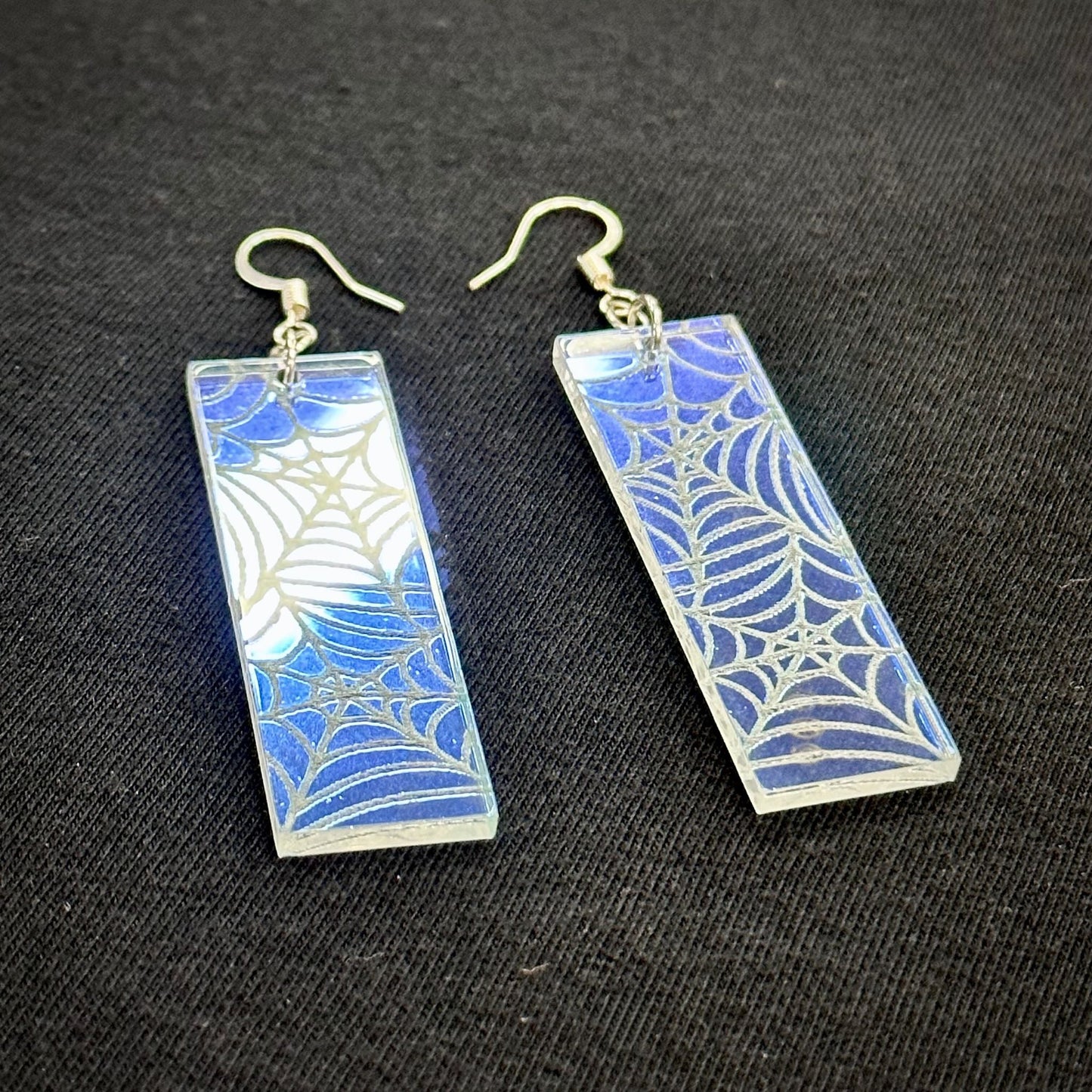 Iridescent Spiderweb Earrings - Driftless Enchantments