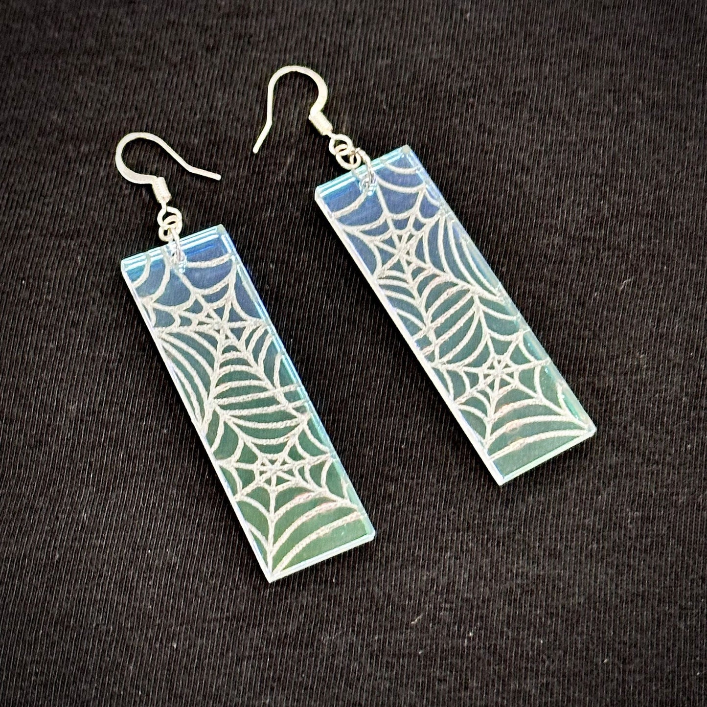 Iridescent Spiderweb Earrings - Driftless Enchantments