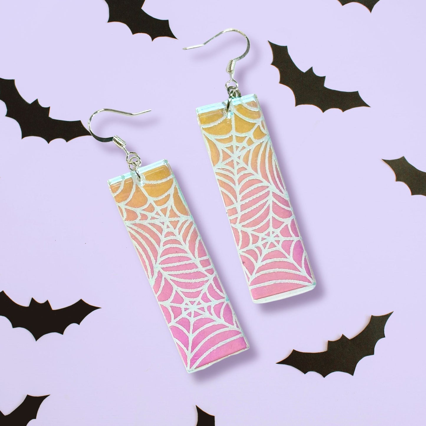 Iridescent Spiderweb Earrings - Driftless Enchantments