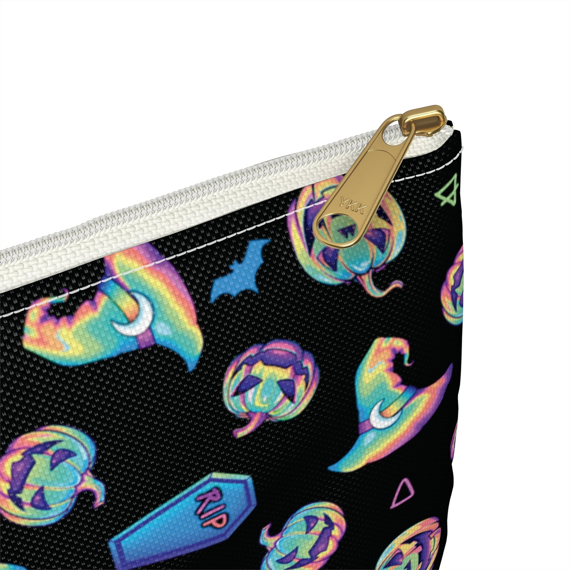 Jack-o’-Lanterns, Bats & Witch Hats Accessory Pouch - Black - Driftless Enchantments