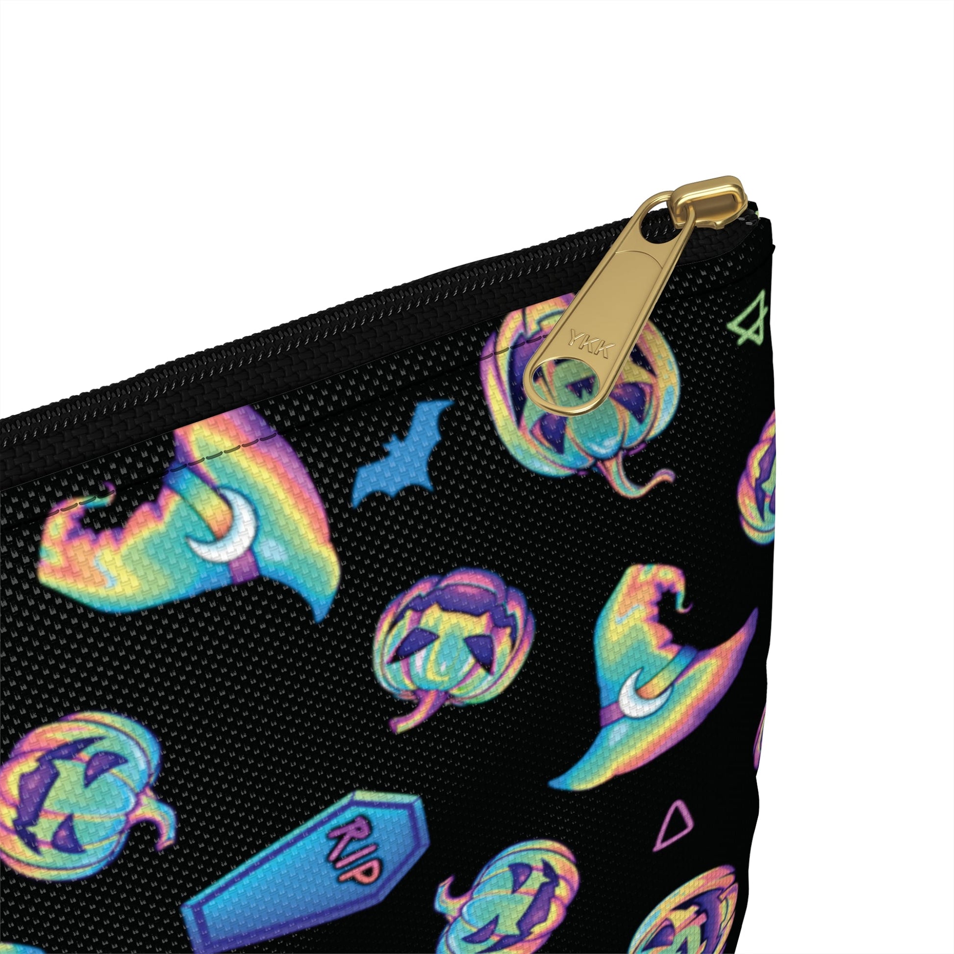 Jack-o’-Lanterns, Bats & Witch Hats Accessory Pouch - Black - Driftless Enchantments