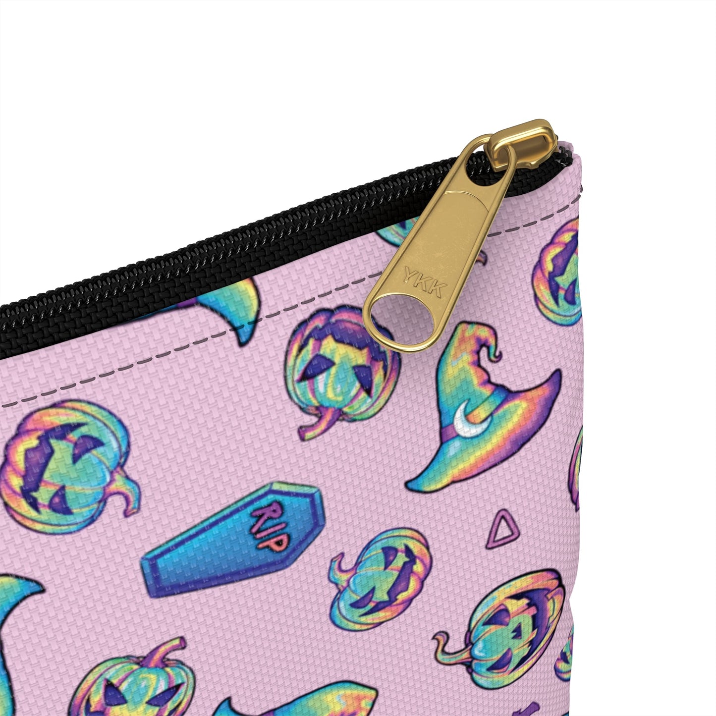 Jack-o’-Lanterns, Bats & Witch Hats Accessory Pouch - Pink - Driftless Enchantments