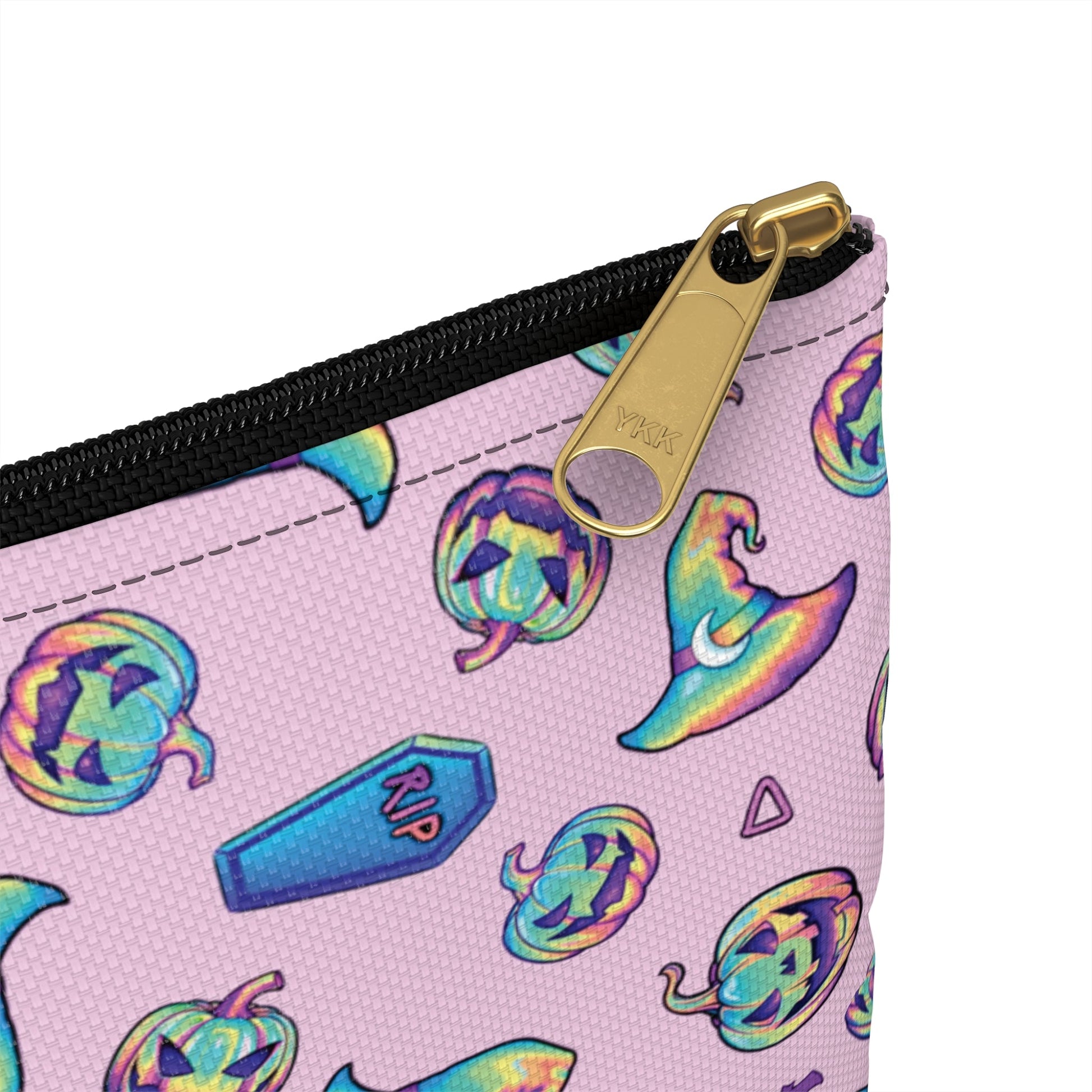 Jack-o’-Lanterns, Bats & Witch Hats Accessory Pouch - Pink - Driftless Enchantments