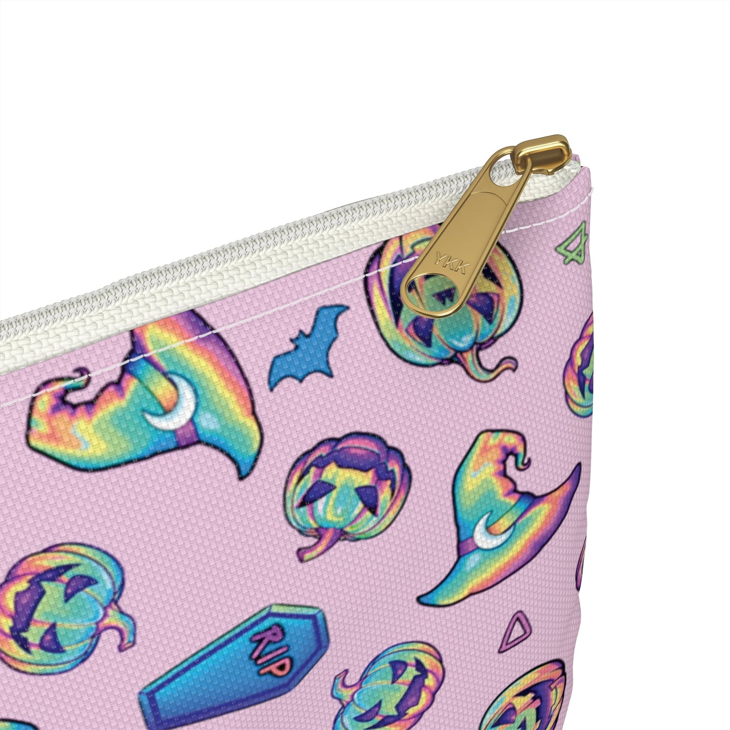 Jack-o’-Lanterns, Bats & Witch Hats Accessory Pouch - Pink - Driftless Enchantments