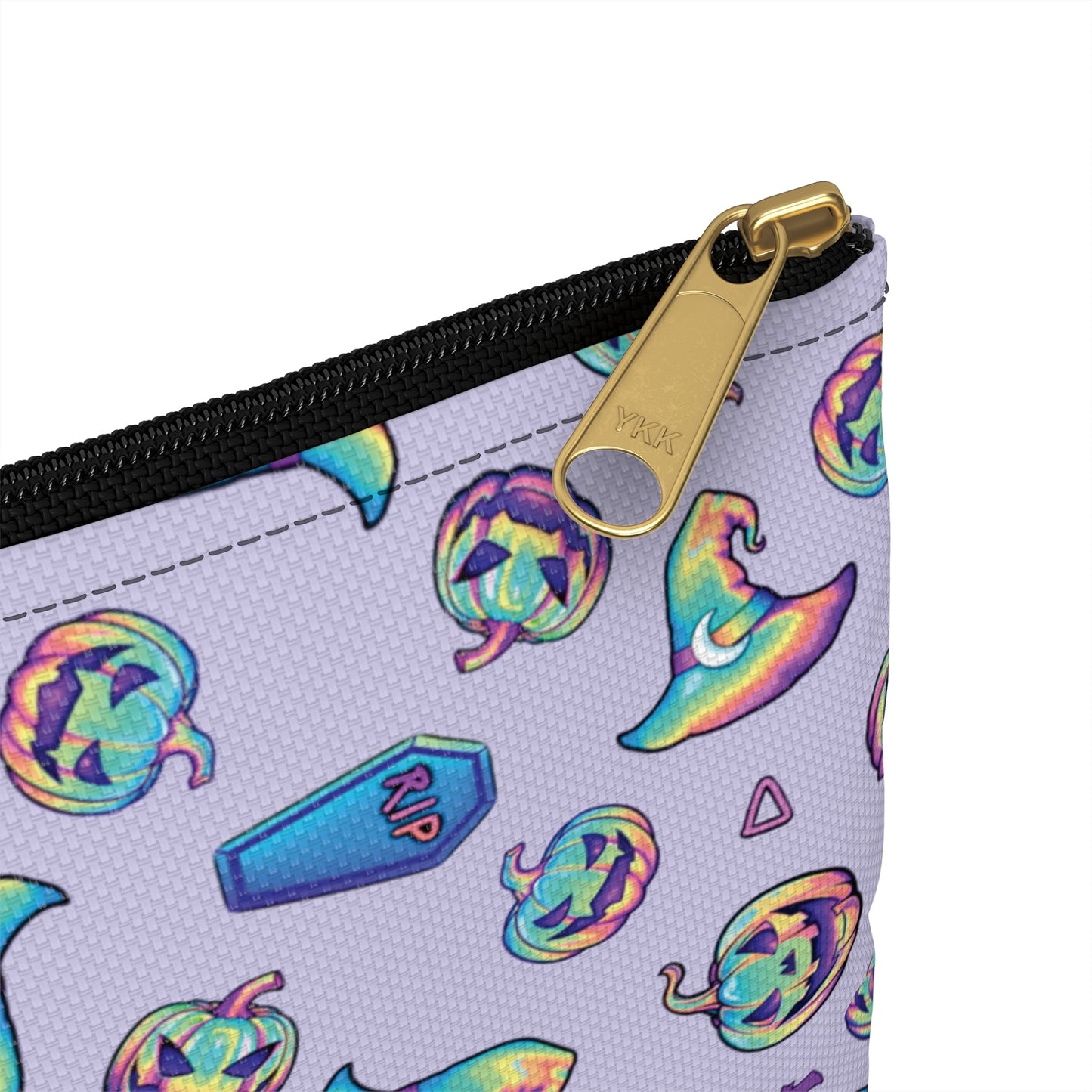 Jack-o’-Lanterns, Bats & Witch Hats Accessory Pouch - Violet - Driftless Enchantments