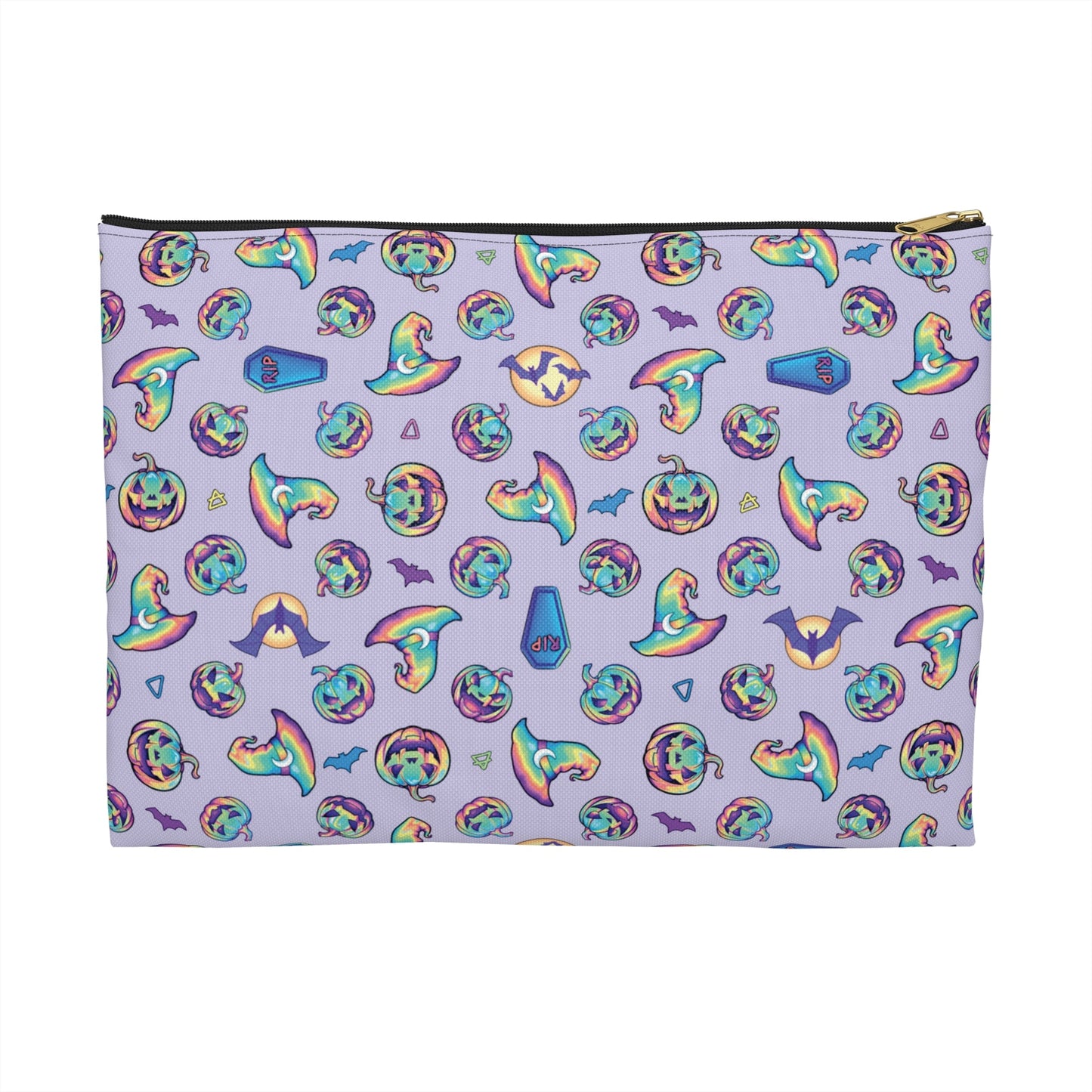 Jack-o’-Lanterns, Bats & Witch Hats Accessory Pouch - Violet - Driftless Enchantments