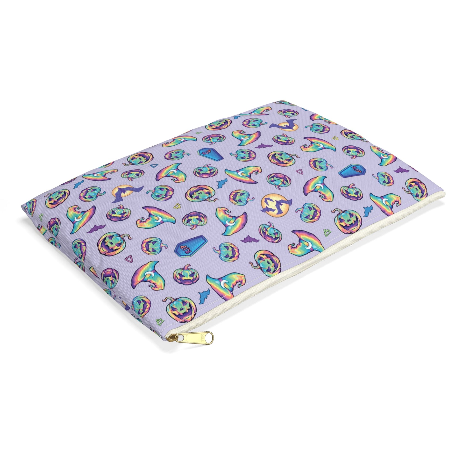 Jack-o’-Lanterns, Bats & Witch Hats Accessory Pouch - Violet - Driftless Enchantments