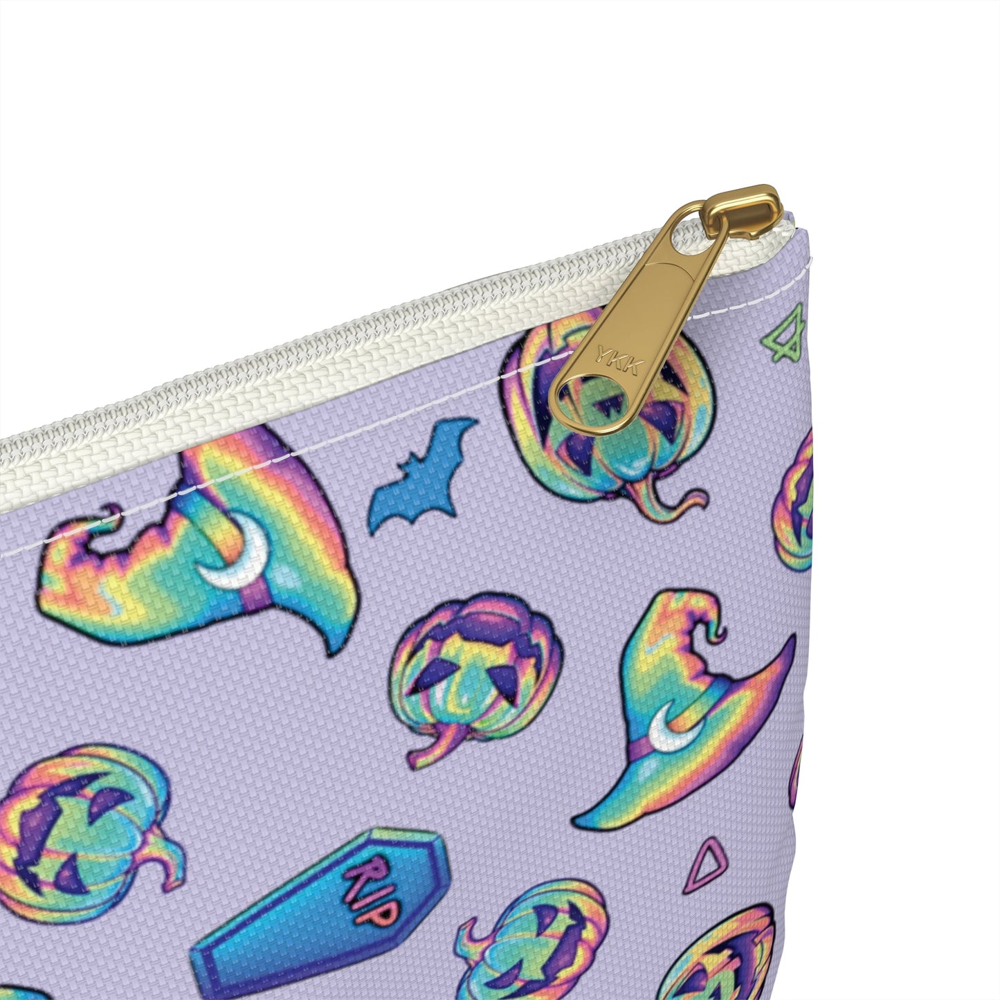 Jack-o’-Lanterns, Bats & Witch Hats Accessory Pouch - Violet - Driftless Enchantments