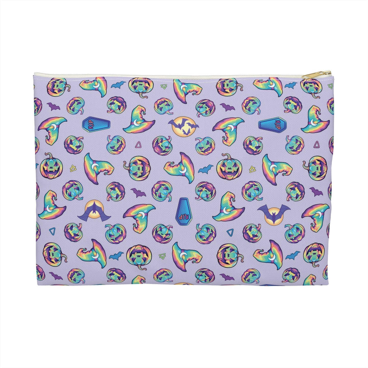 Jack-o’-Lanterns, Bats & Witch Hats Accessory Pouch - Violet - Driftless Enchantments
