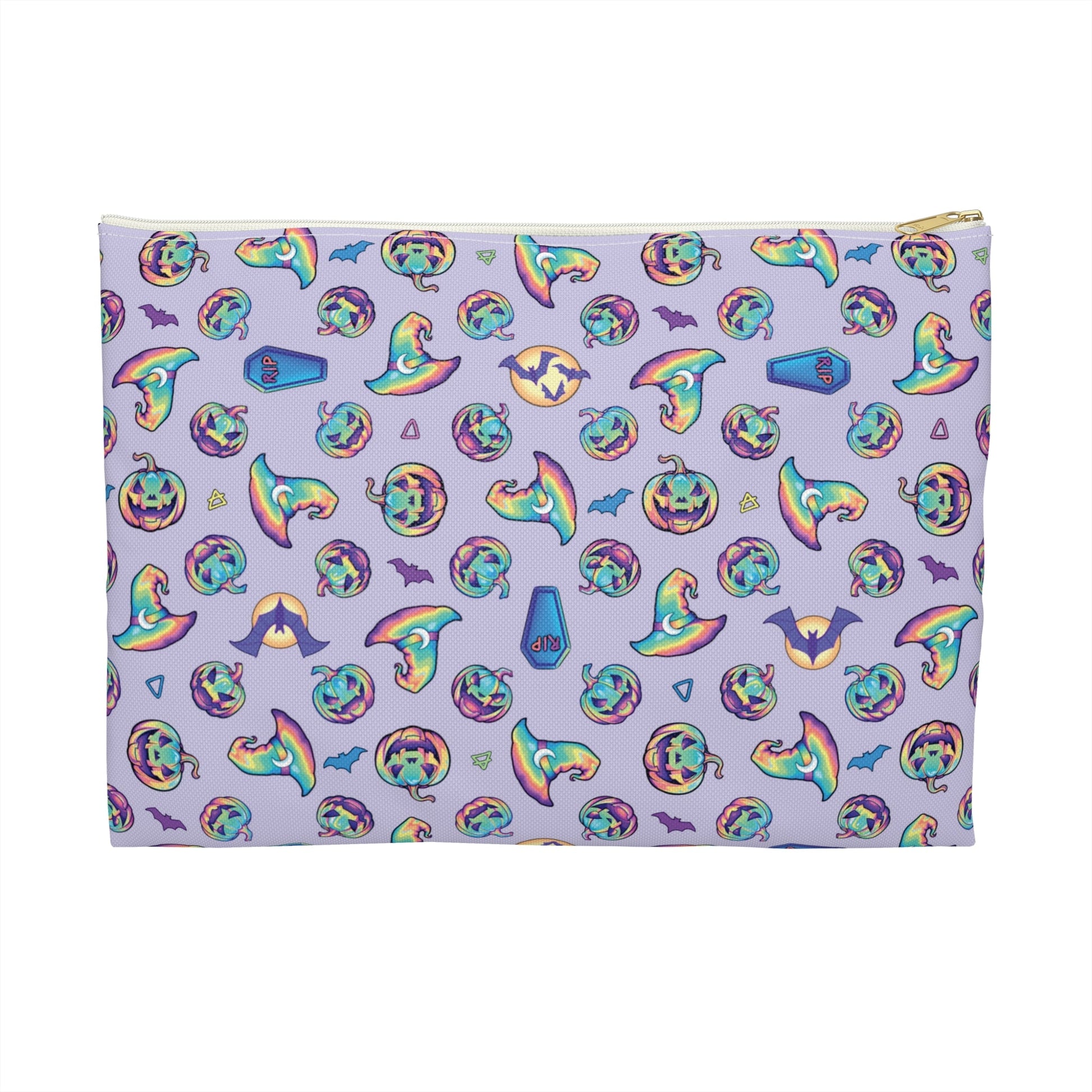 Jack-o’-Lanterns, Bats & Witch Hats Accessory Pouch - Violet - Driftless Enchantments