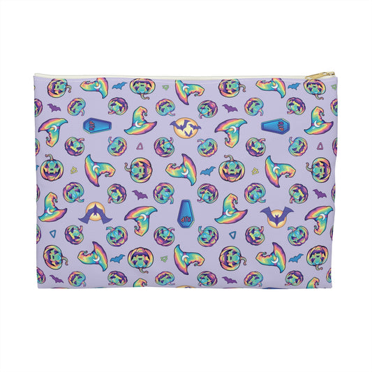 Jack-o’-Lanterns, Bats & Witch Hats Accessory Pouch - Violet - Driftless Enchantments