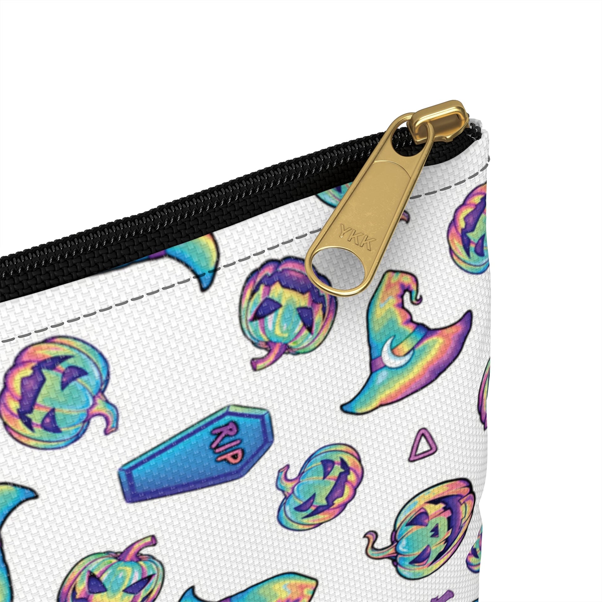 Jack-o’-Lanterns, Bats & Witch Hats Accessory Pouch - White - Driftless Enchantments
