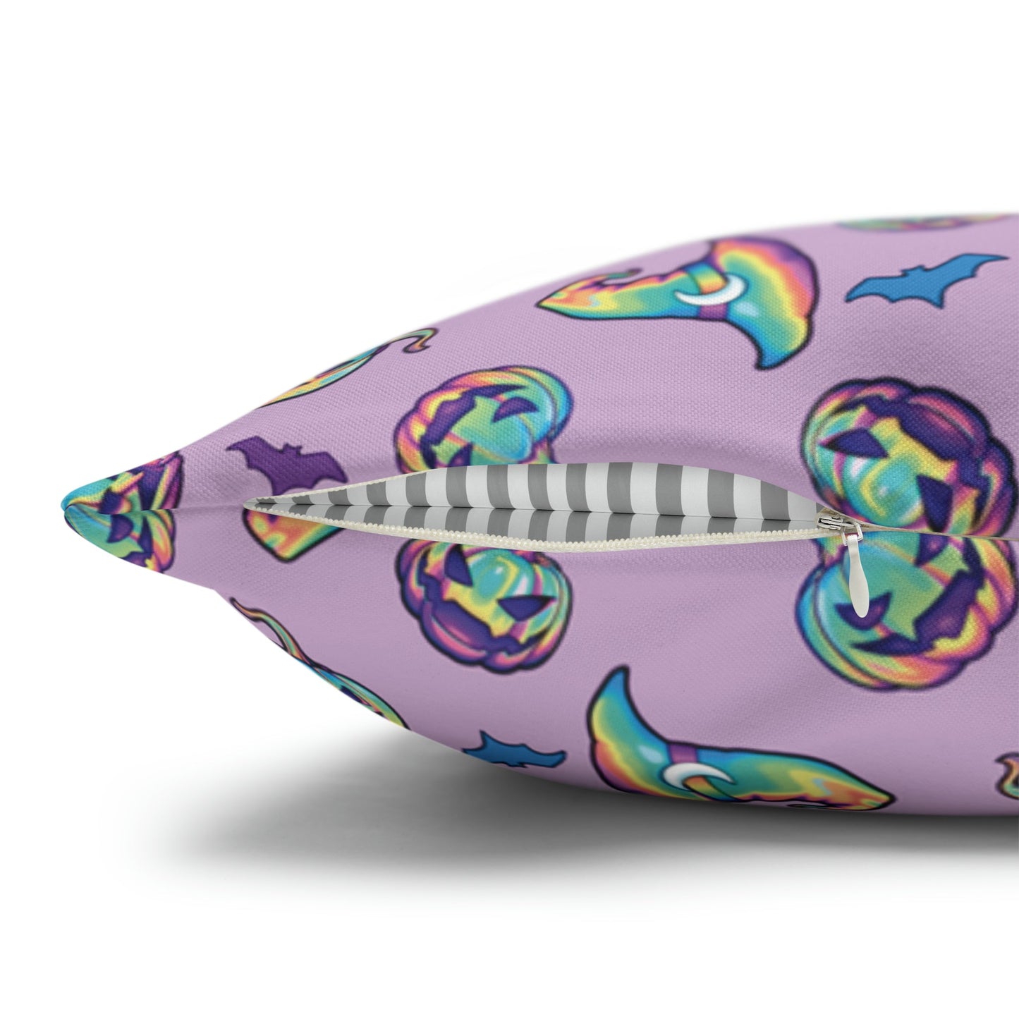 Jack-o’-Lanterns, Bats & Witch Hats Square Pillow Case - Purple - Driftless Enchantments