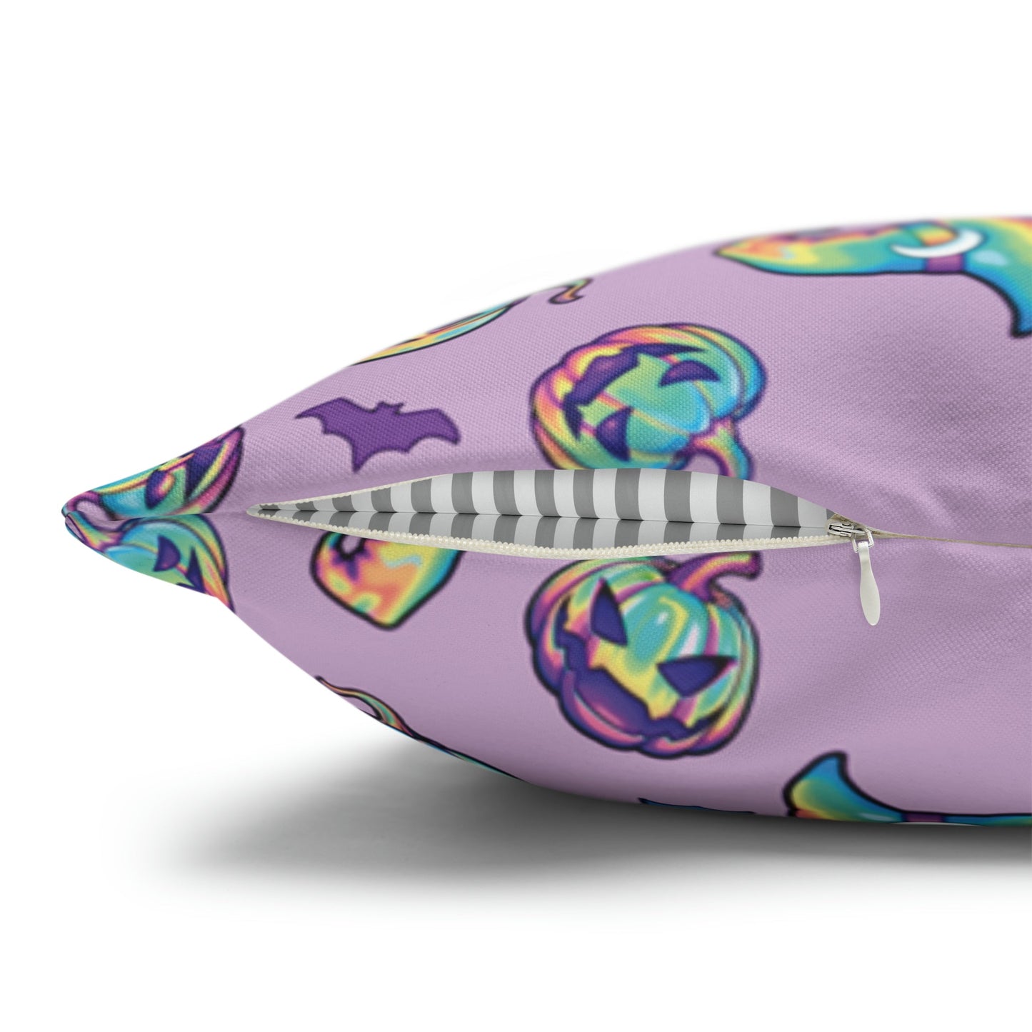 Jack-o’-Lanterns, Bats & Witch Hats Square Pillow Case - Purple - Driftless Enchantments