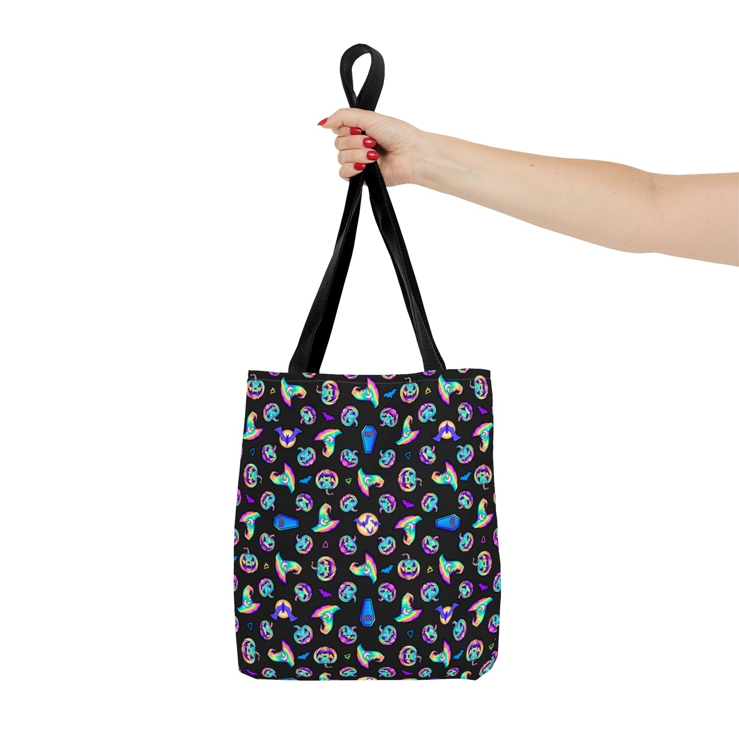 Jack-o’-Lanterns, Bats & Witch Hats Tote Bag - Black - Driftless Enchantments