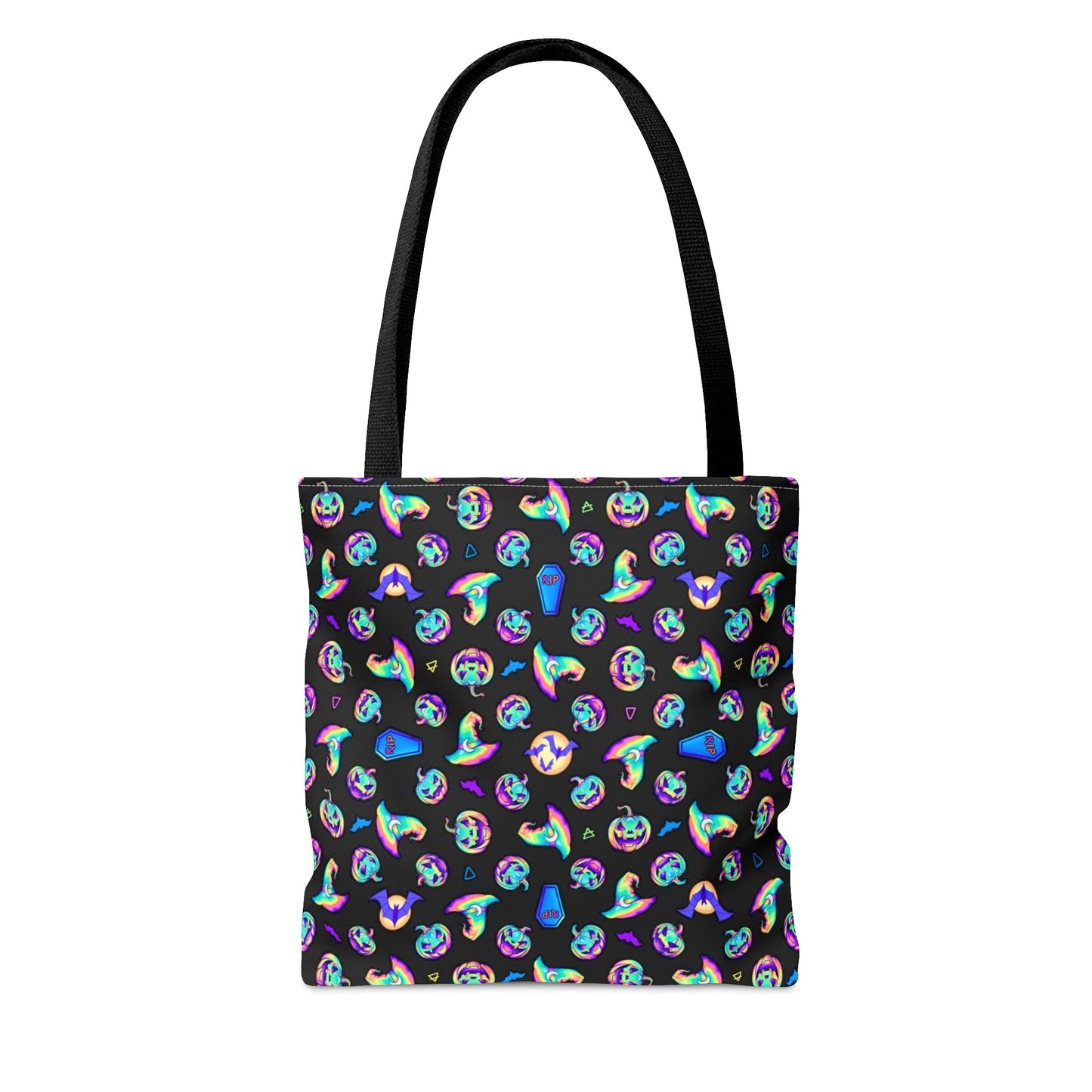 Jack-o’-Lanterns, Bats & Witch Hats Tote Bag - Black - Driftless Enchantments