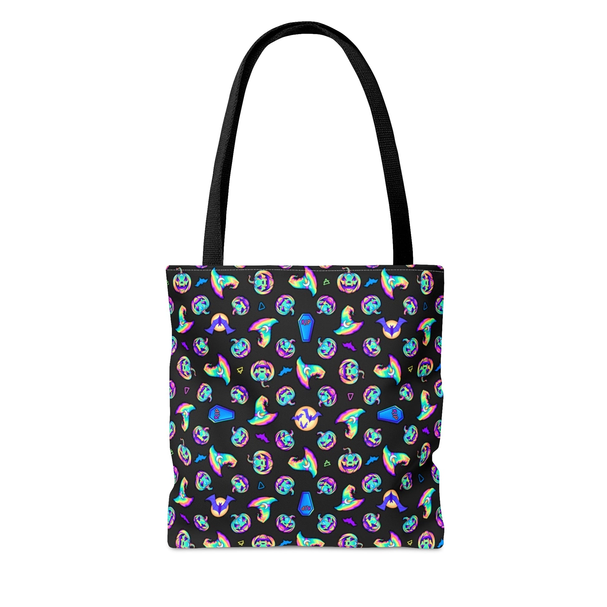 Jack-o’-Lanterns, Bats & Witch Hats Tote Bag - Black - Driftless Enchantments