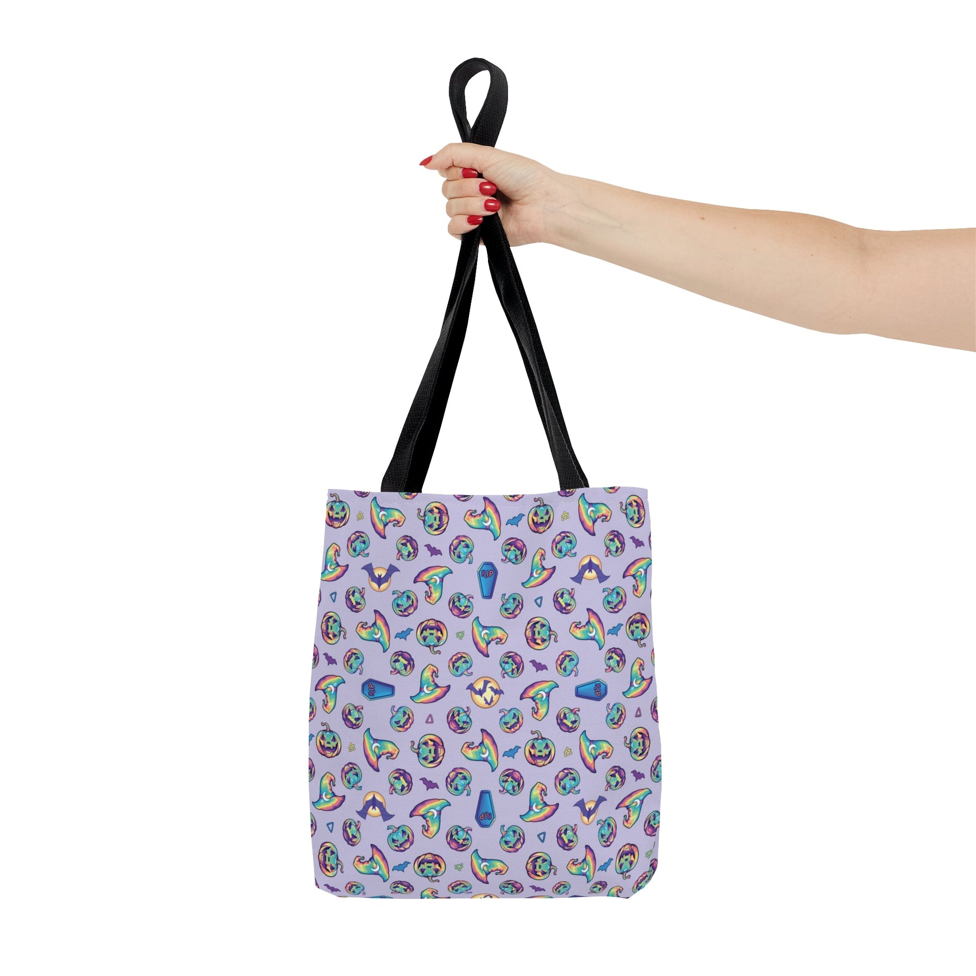 Jack-o’-Lanterns, Bats & Witch Hats Tote Bag - Violet - Driftless Enchantments