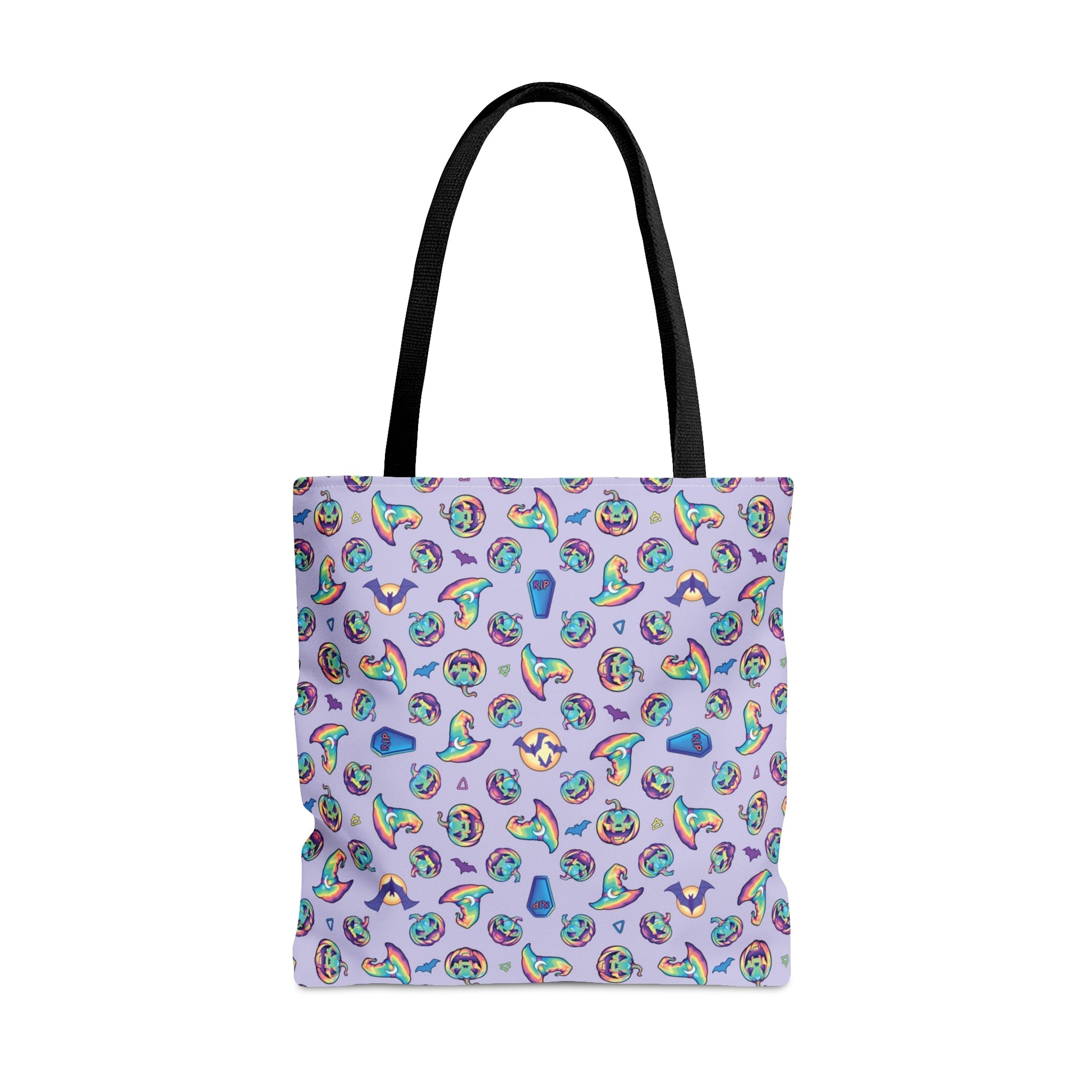 Jack-o’-Lanterns, Bats & Witch Hats Tote Bag - Violet - Driftless Enchantments
