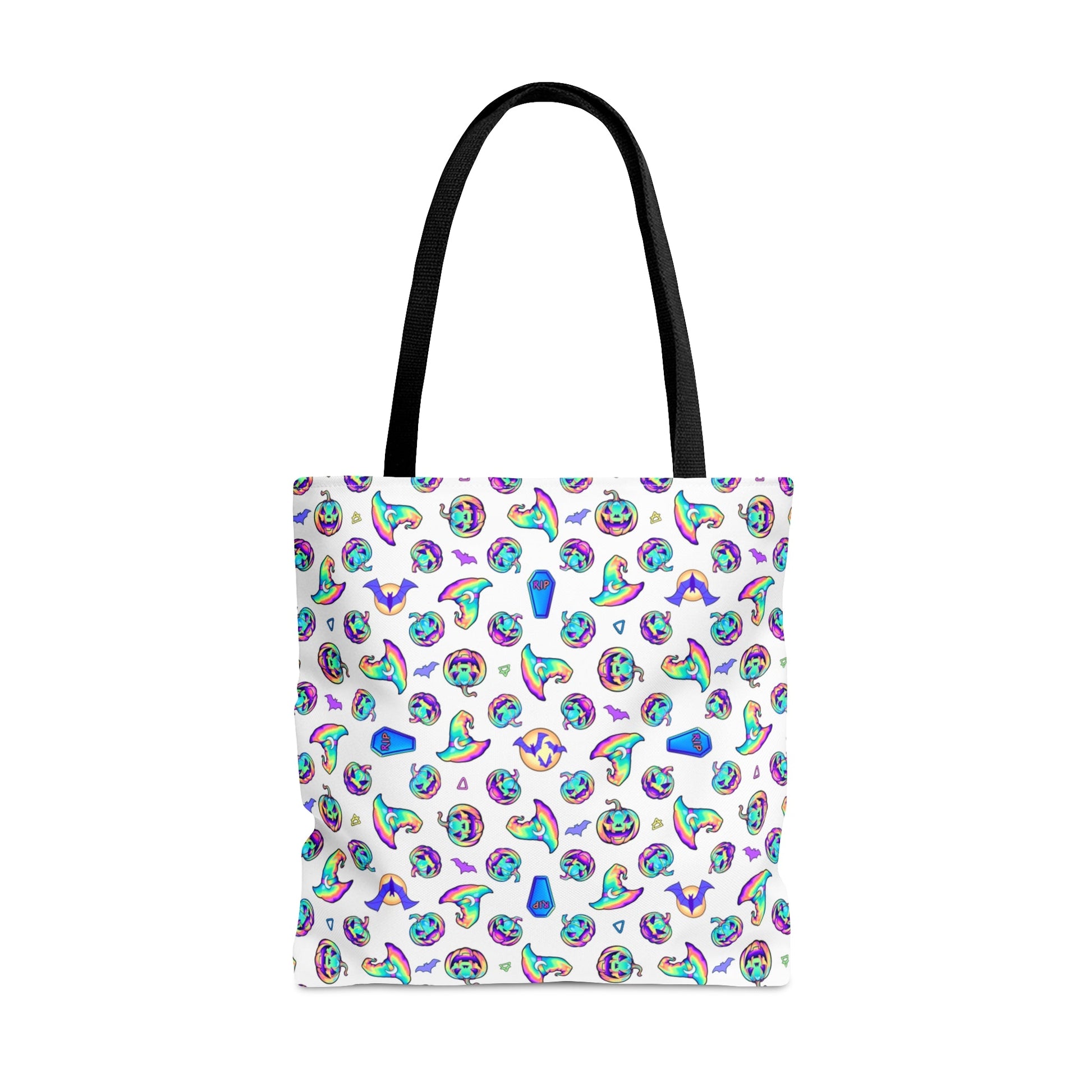 Jack-o’-Lanterns, Bats & Witch Hats Tote Bag - White - Driftless Enchantments