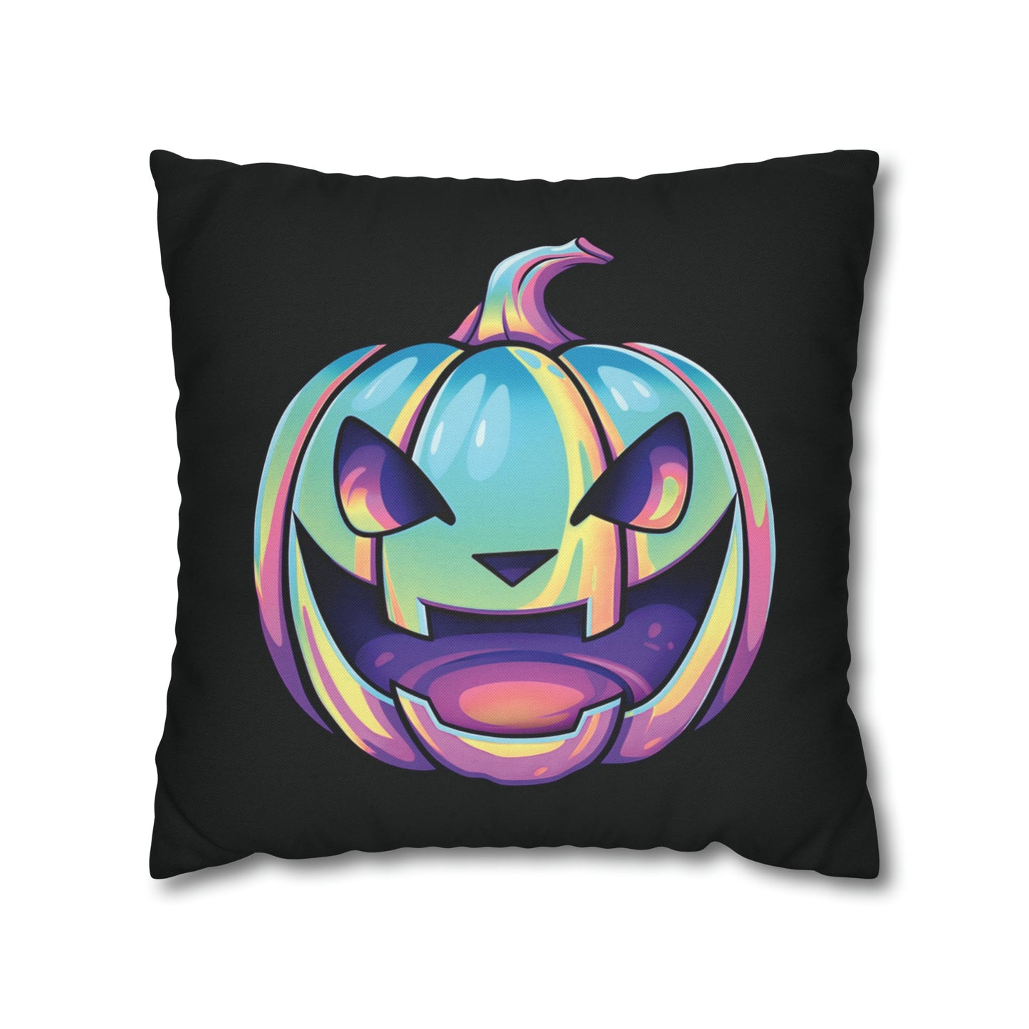 Jag-o’-Lantern Reversible Square Pillow Case - Black - Driftless Enchantments