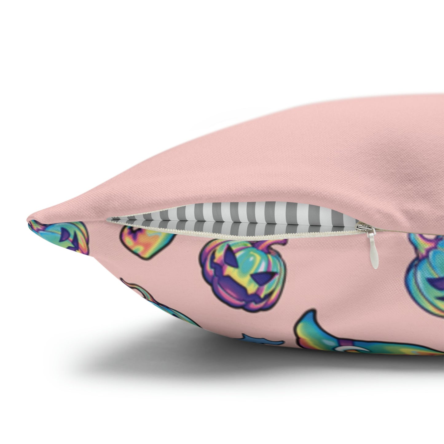 Jag-o’-Lantern Reversible Square Pillow Case - Coral - Driftless Enchantments