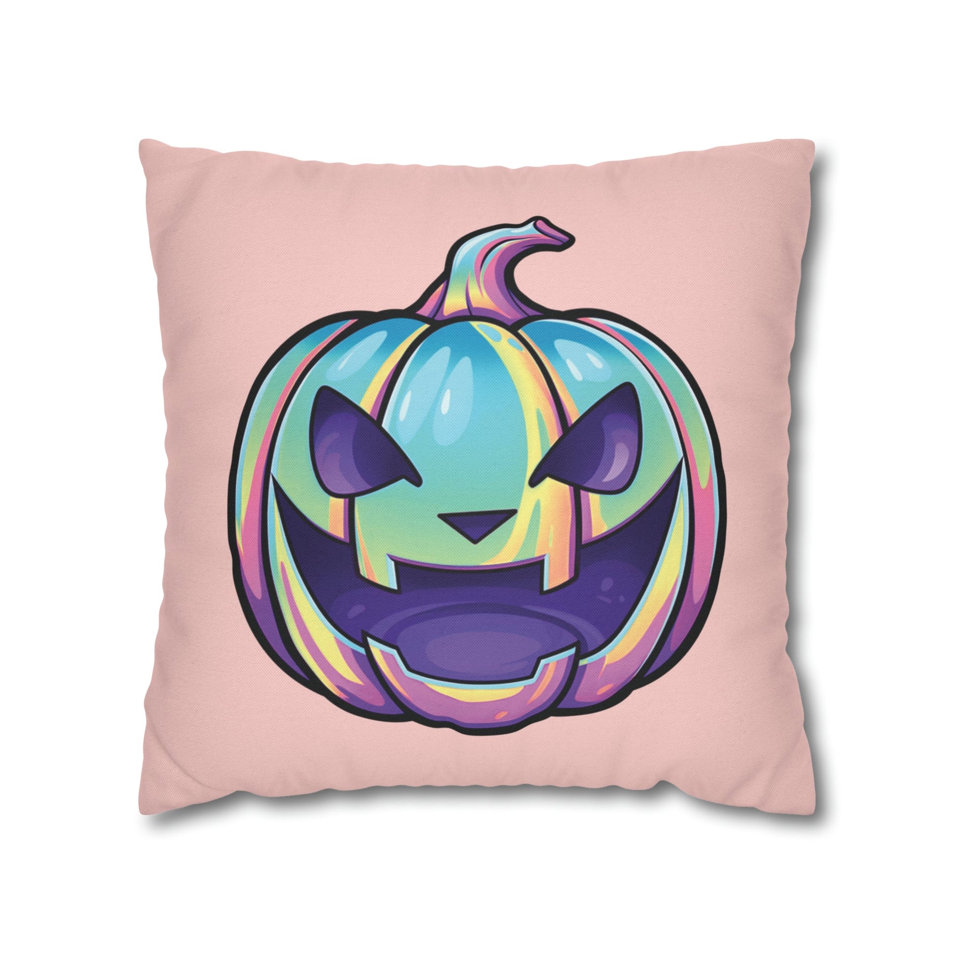 Jag-o’-Lantern Reversible Square Pillow Case - Coral - Driftless Enchantments