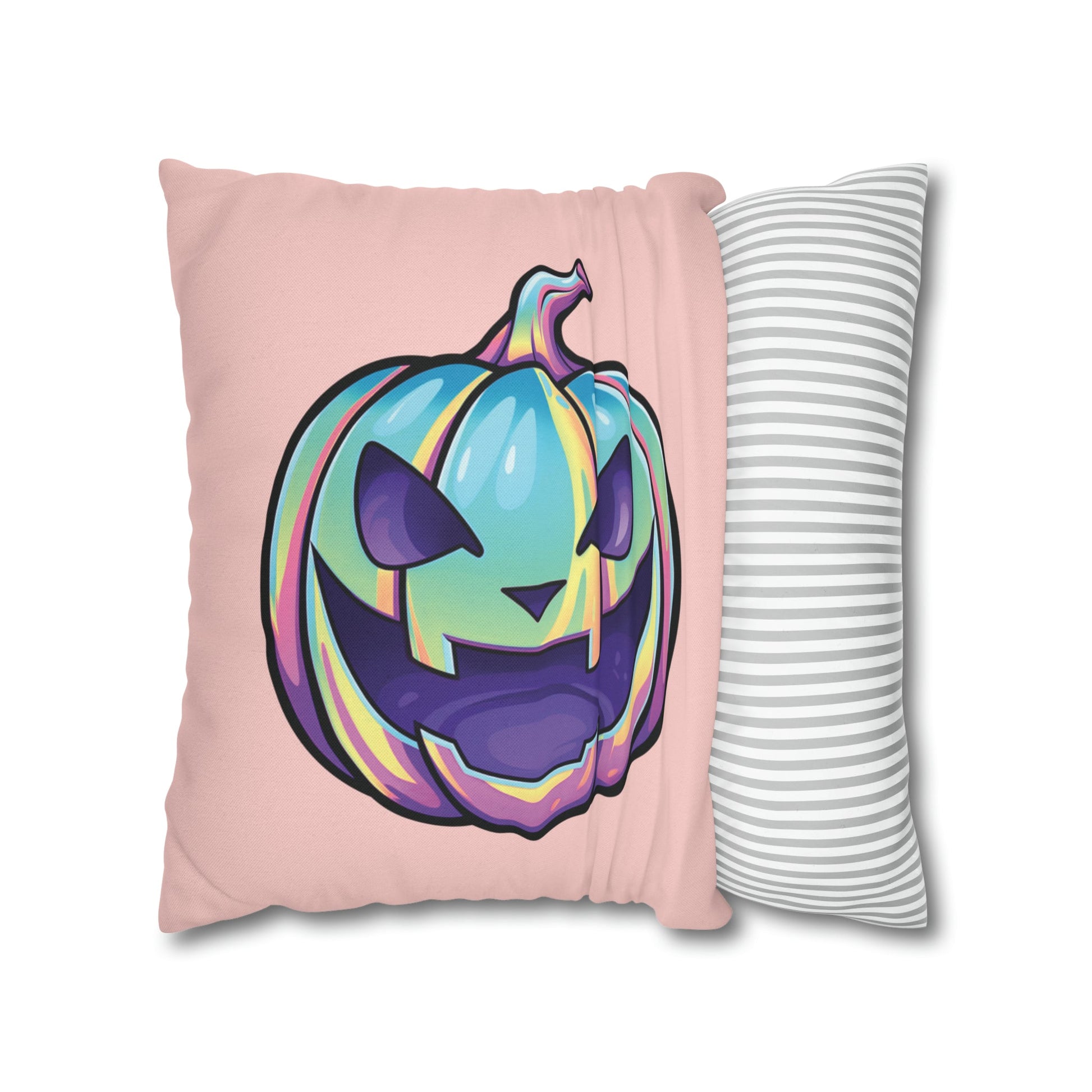 Jag-o’-Lantern Reversible Square Pillow Case - Coral - Driftless Enchantments