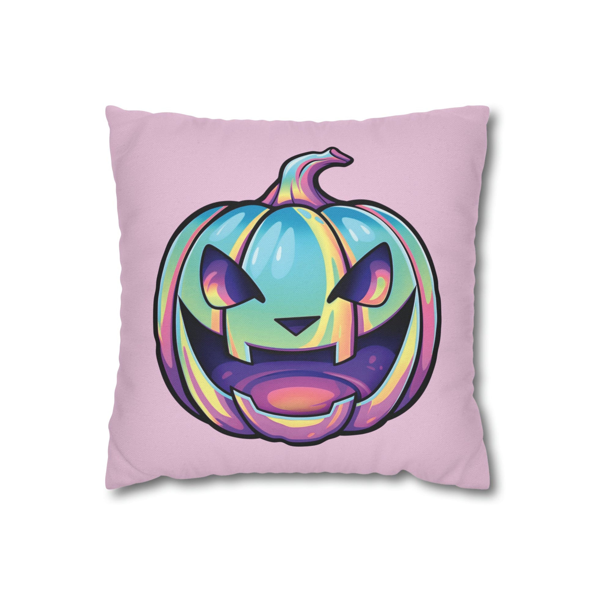 Jag-o’-Lantern Reversible Square Pillow Case - Pink - Driftless Enchantments