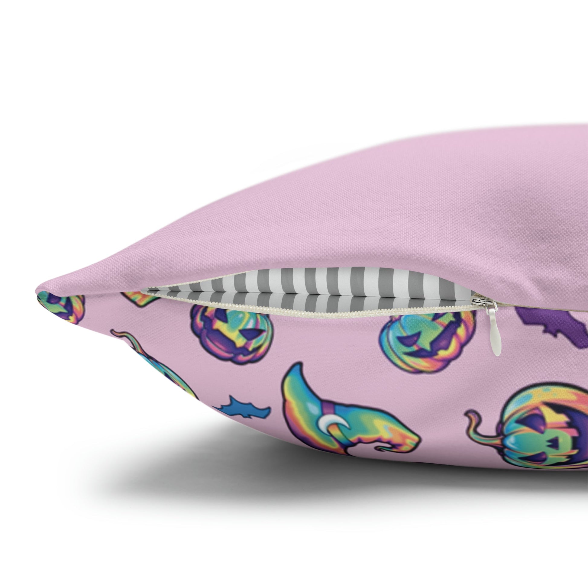 Jag-o’-Lantern Reversible Square Pillow Case - Pink - Driftless Enchantments