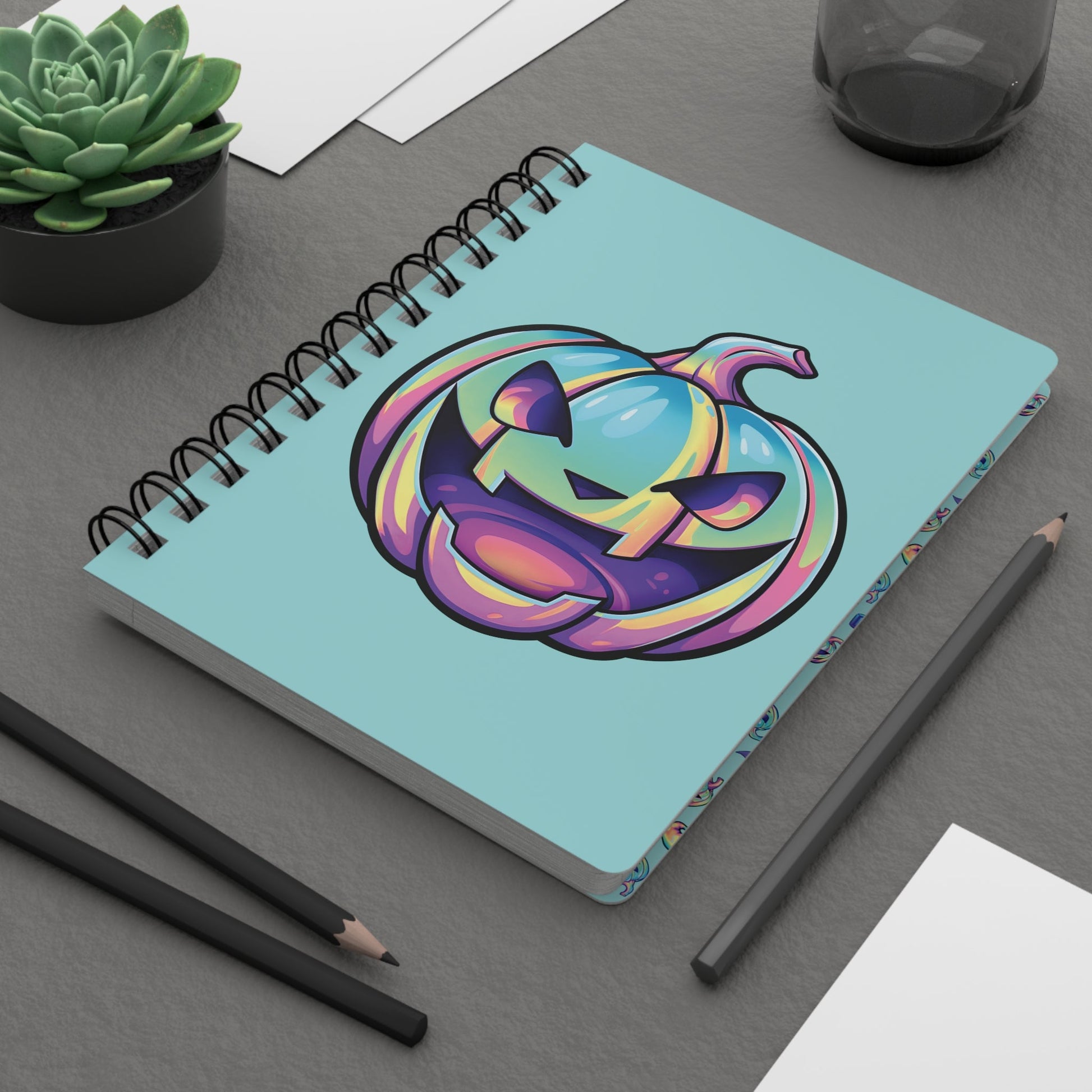 Jag-o'-Lantern Spiral Bound Journal - Aqua - Driftless Enchantments