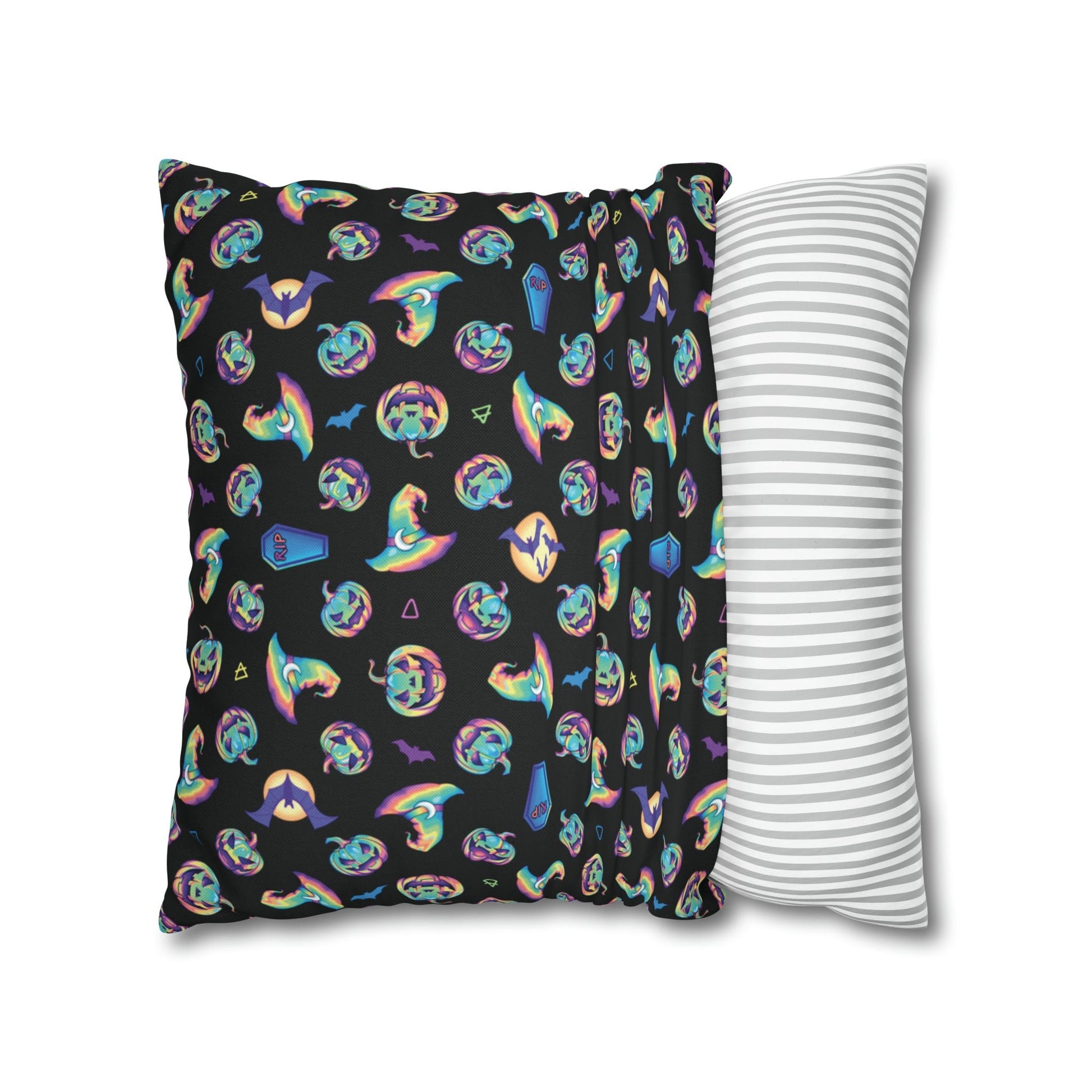 Joke-o’-Lantern Reversible Square Pillow Case - Black - Driftless Enchantments