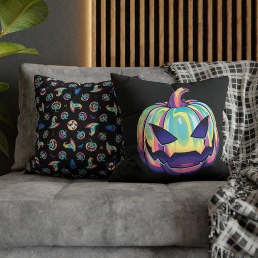 Joke-o’-Lantern Reversible Square Pillow Case - Black - Driftless Enchantments