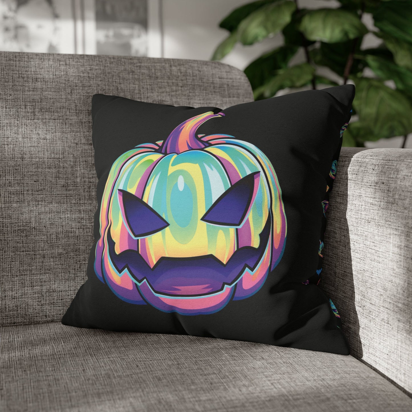 Joke-o’-Lantern Reversible Square Pillow Case - Black - Driftless Enchantments