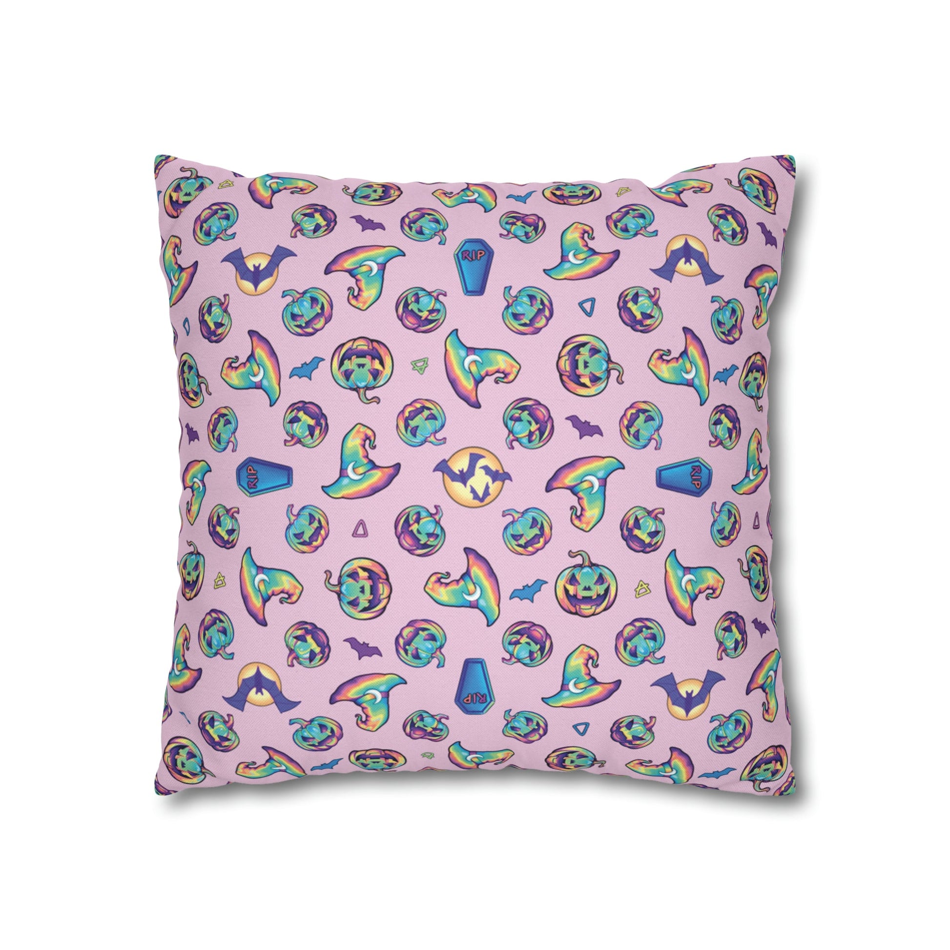 Joke-o’-Lantern Reversible Square Pillow Case - Pink - Driftless Enchantments