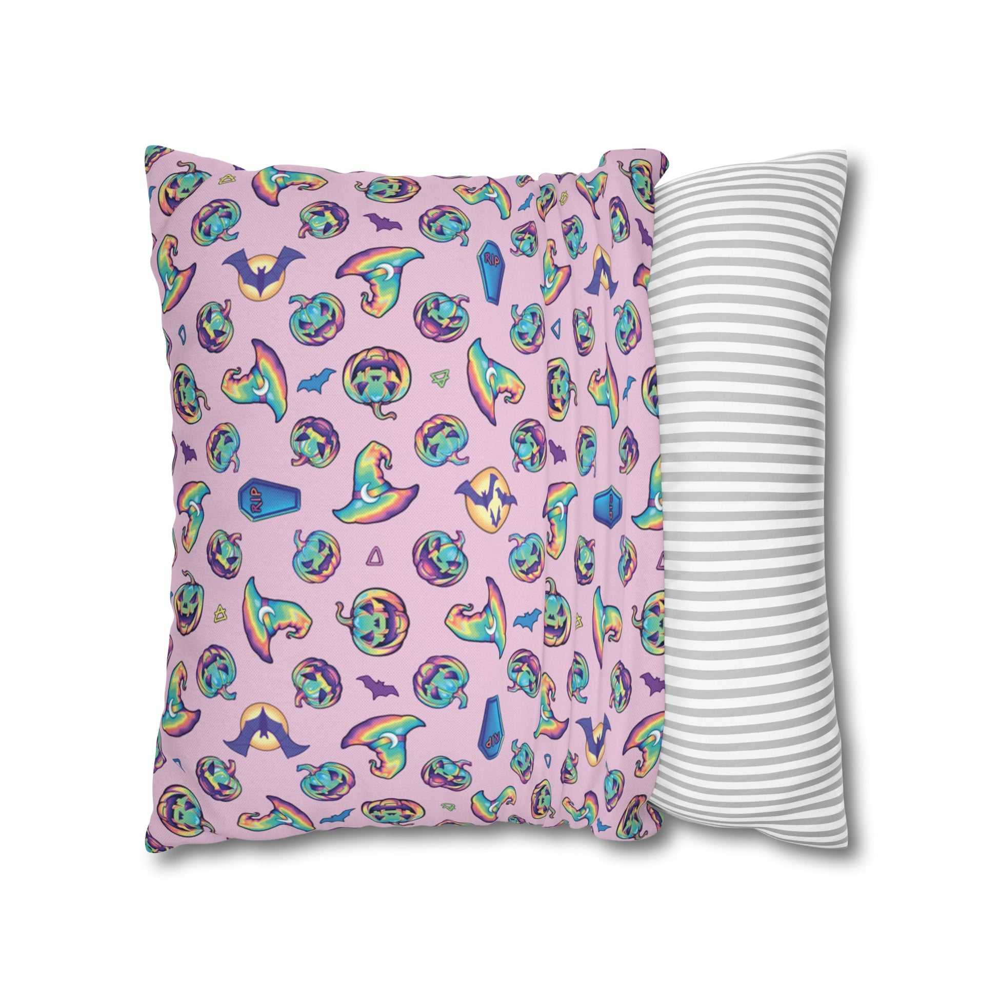 Joke-o’-Lantern Reversible Square Pillow Case - Pink - Driftless Enchantments