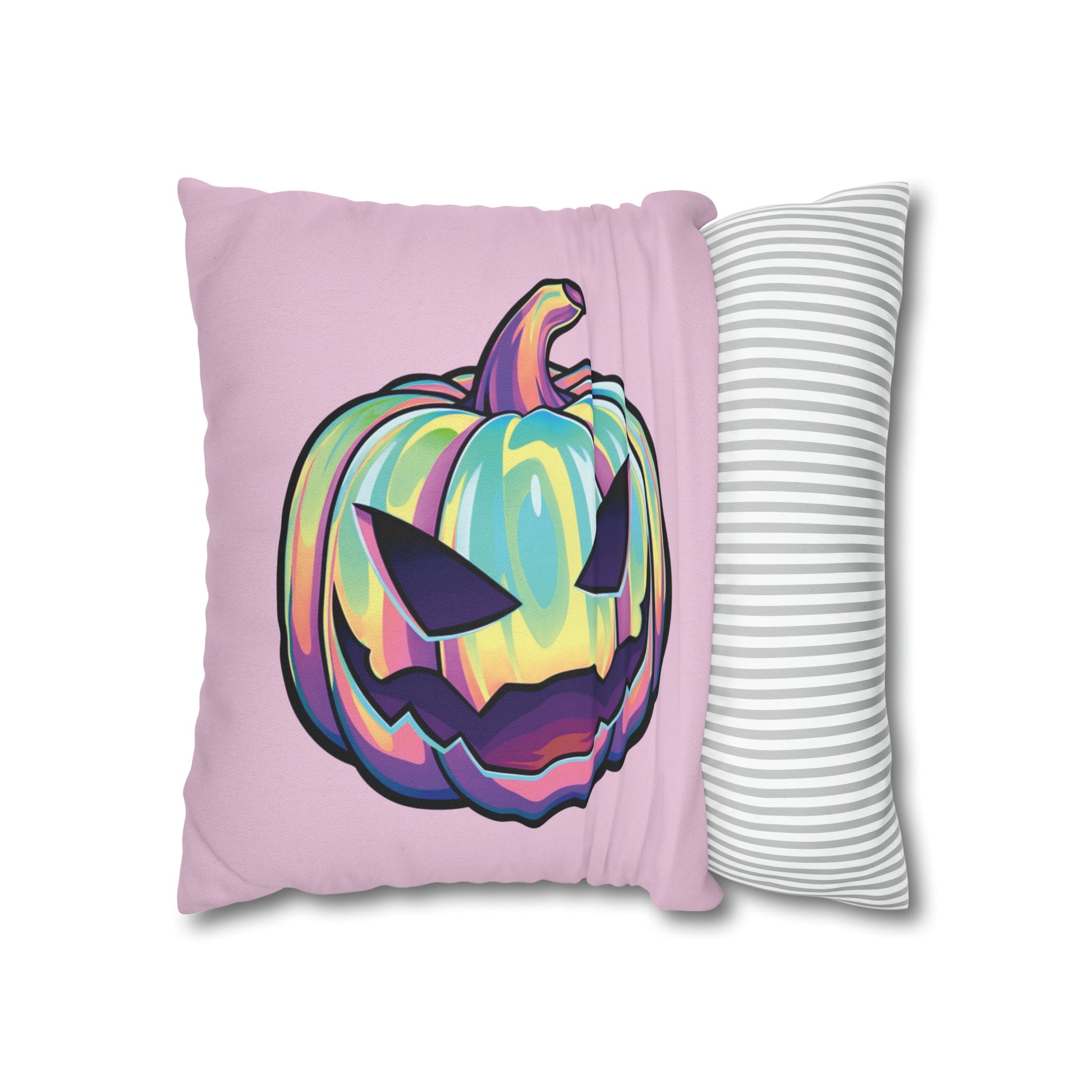 Joke-o’-Lantern Reversible Square Pillow Case - Pink - Driftless Enchantments