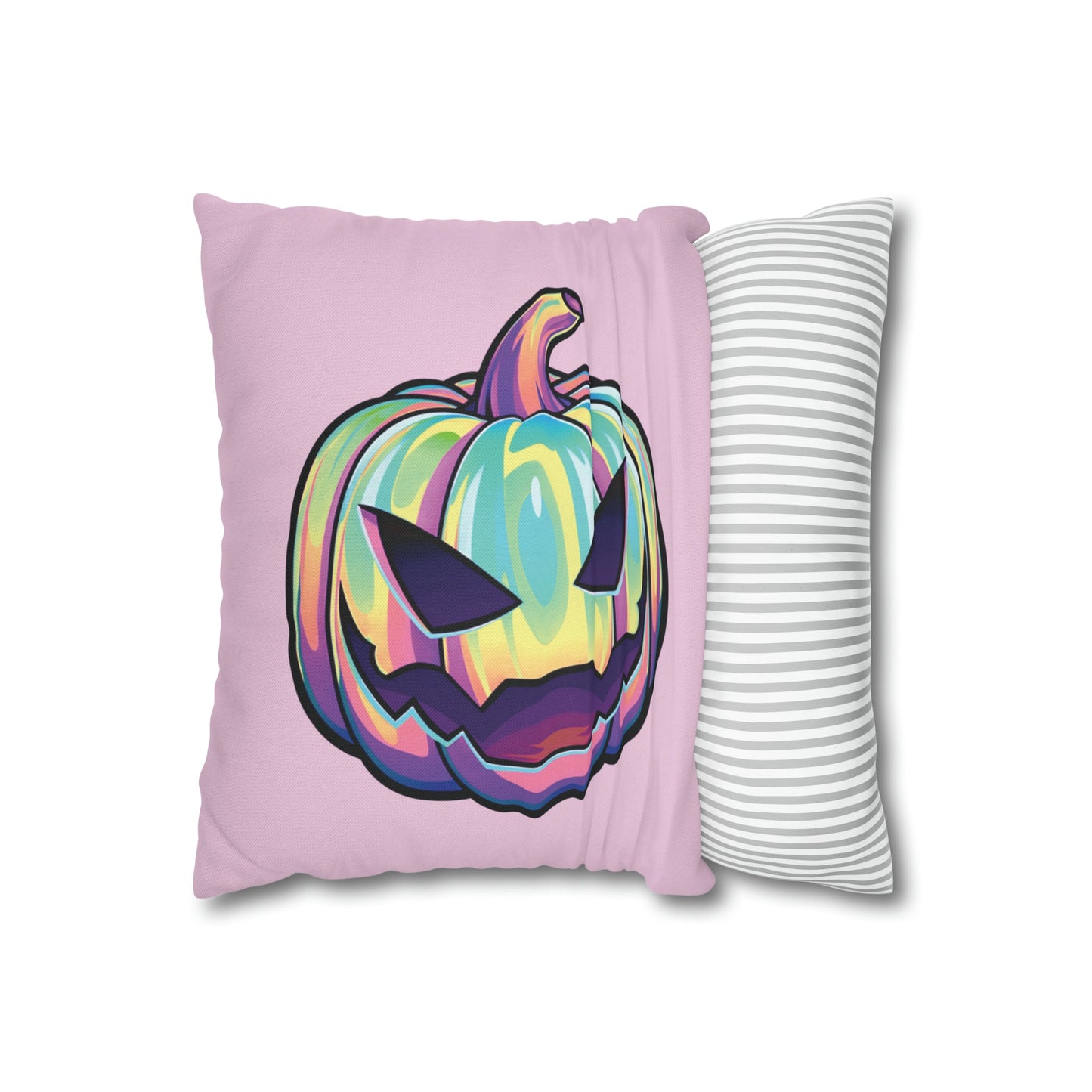 Joke-o’-Lantern Reversible Square Pillow Case - Pink - Driftless Enchantments