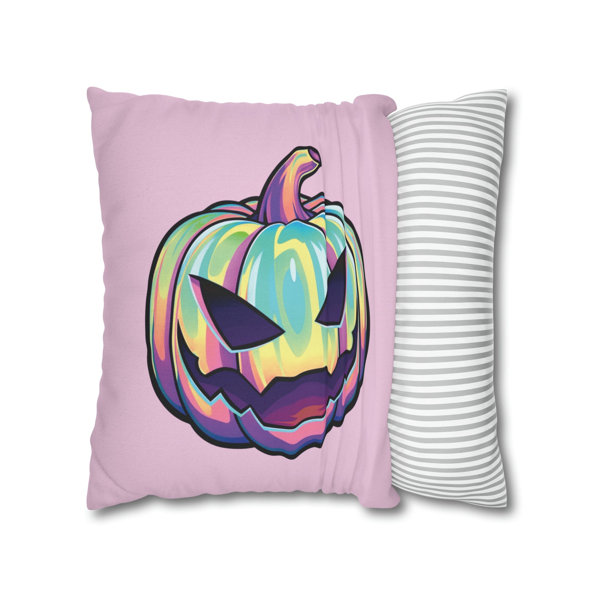 Joke-o’-Lantern Reversible Square Pillow Case - Pink - Driftless Enchantments