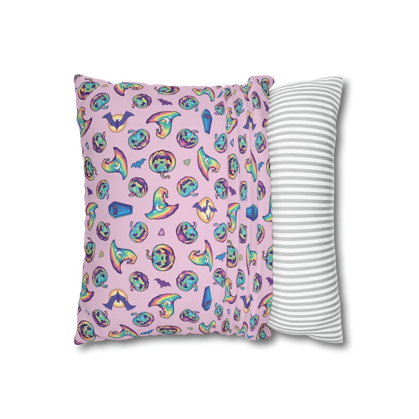 Joke-o’-Lantern Reversible Square Pillow Case - Pink - Driftless Enchantments