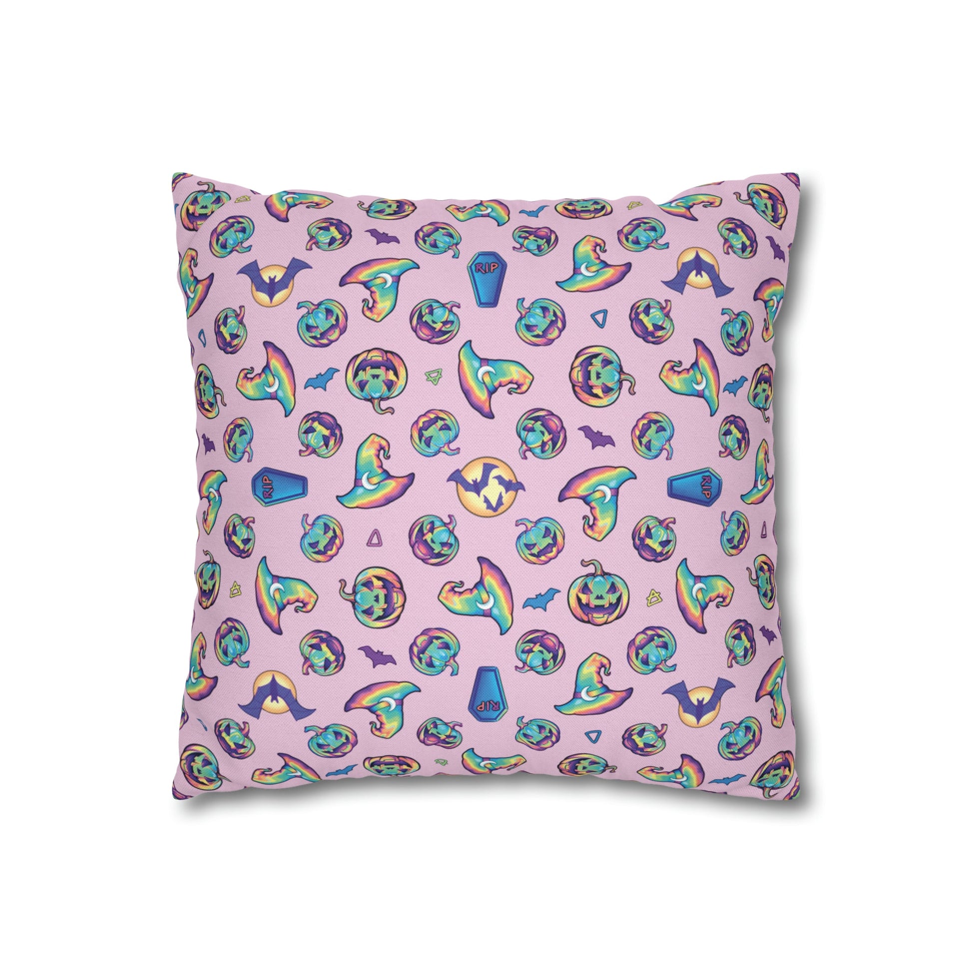 Joke-o’-Lantern Reversible Square Pillow Case - Pink - Driftless Enchantments