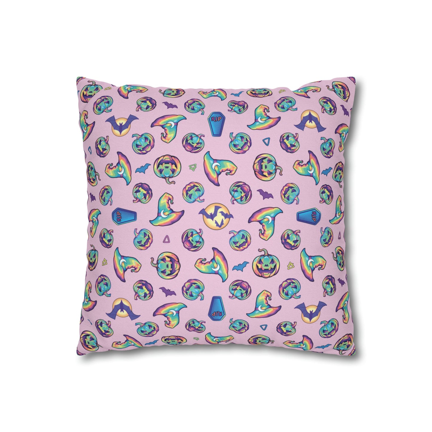 Joke-o’-Lantern Reversible Square Pillow Case - Pink - Driftless Enchantments