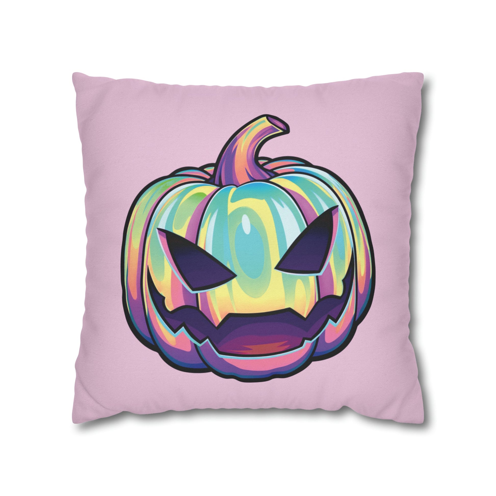 Joke-o’-Lantern Reversible Square Pillow Case - Pink - Driftless Enchantments